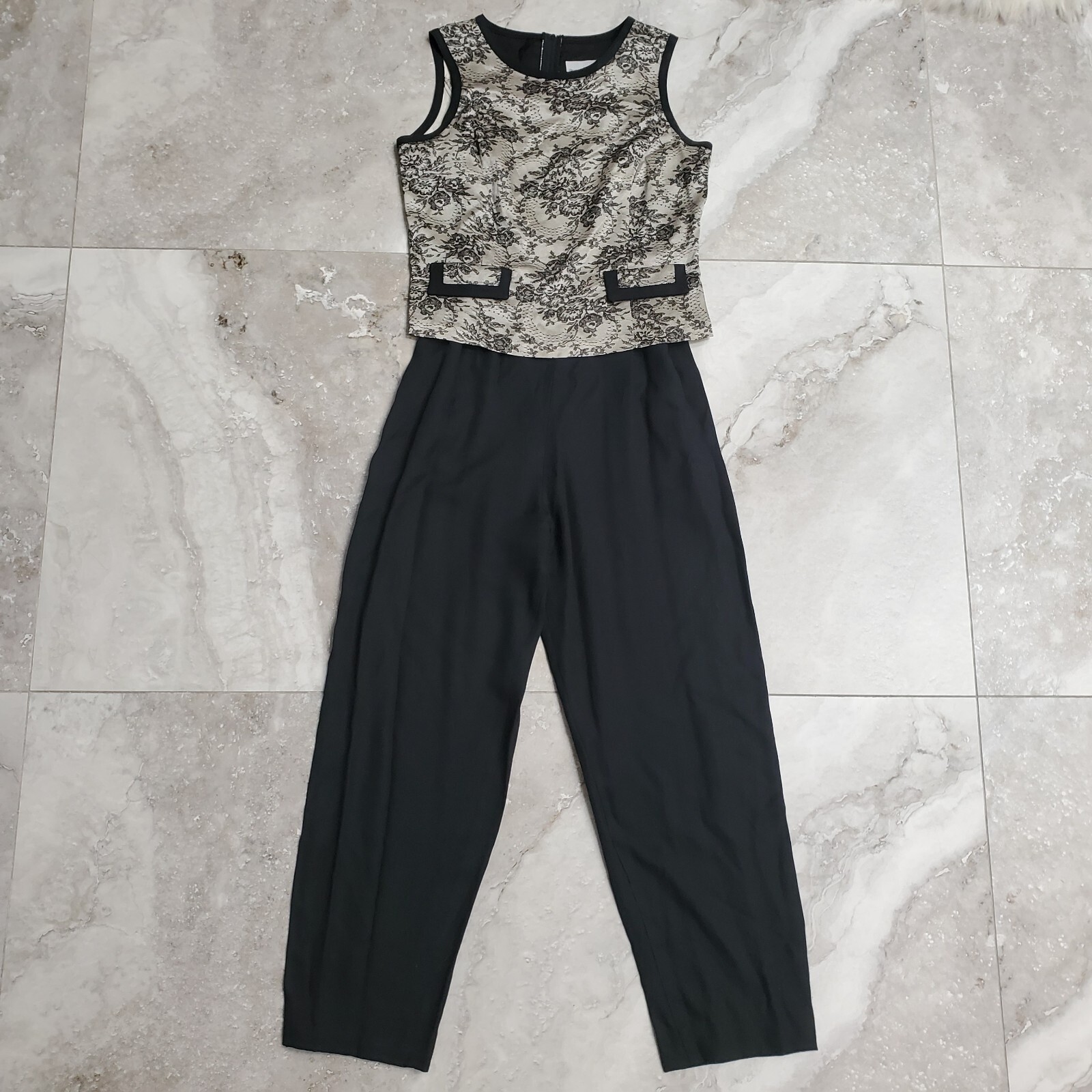Vintage Breakin Loose One Piece Jumpsuit sz 5/6 Black Beige Made In USA