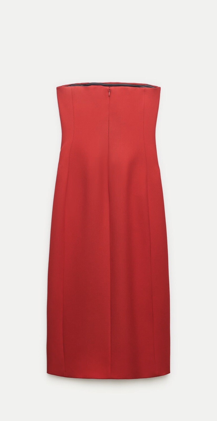 ZARA RED STRAPLESS DRESS WITH POCKETS SIZE XS