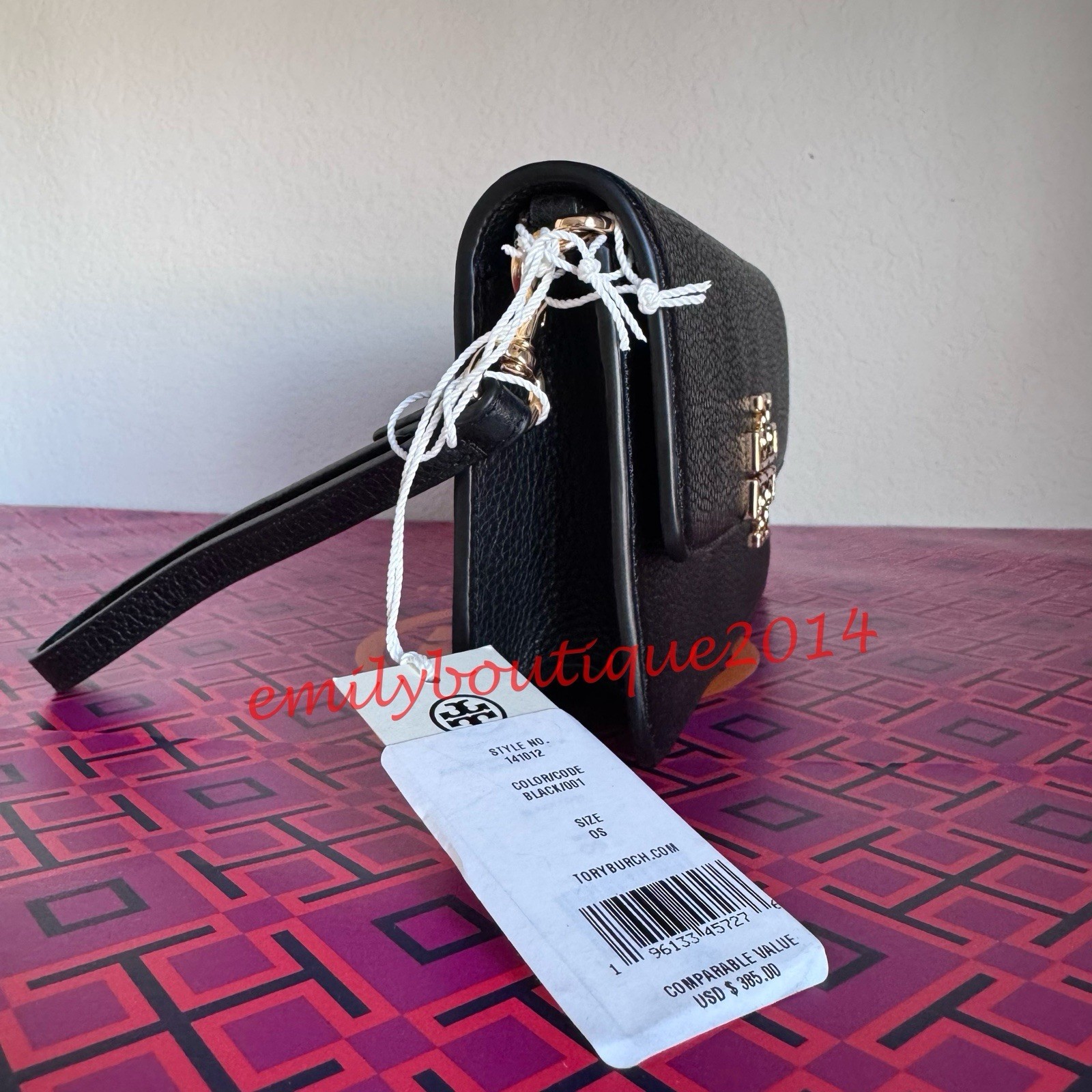 NWT Tory Burch 141012 Britten Chain Wallet & Wristlet Leather Crossbody in Black