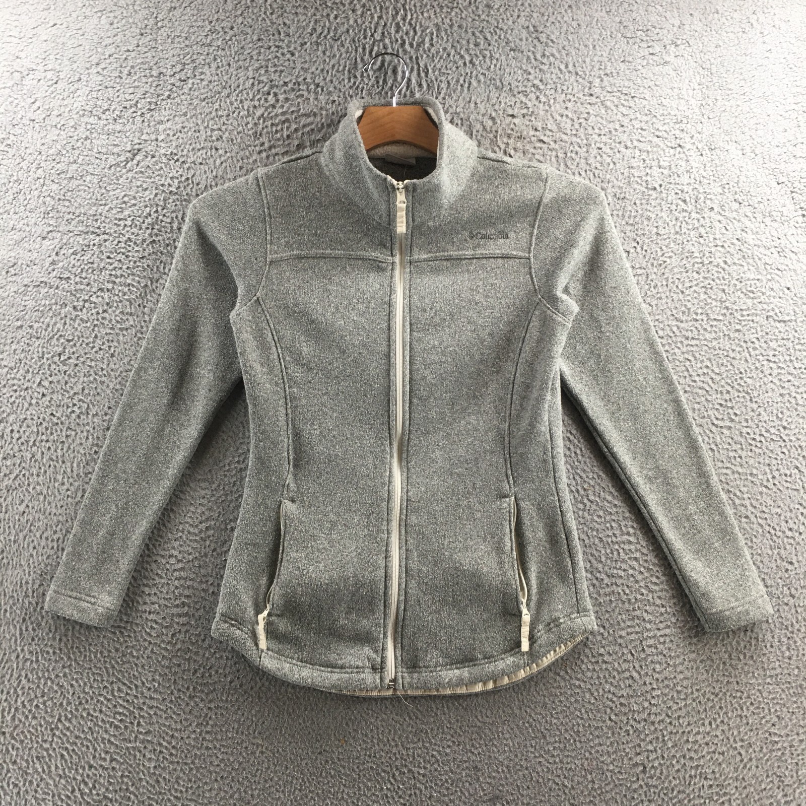Columbia Canyon Point Fleece Full Zip Sweater Women M Gray Polyester Long Sleeve