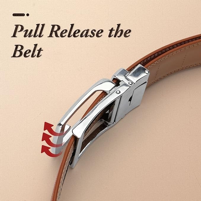 Men’s Ratchet Belt Genuine Leather Mens Belt with Slide Ratchet Belts for men