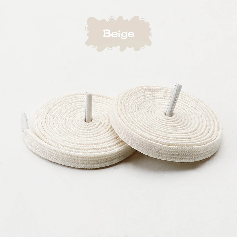 1 Pair Classic Pure Cotton Flat Shoelaces 0.8cm Width Sports Canvas Laces for Me