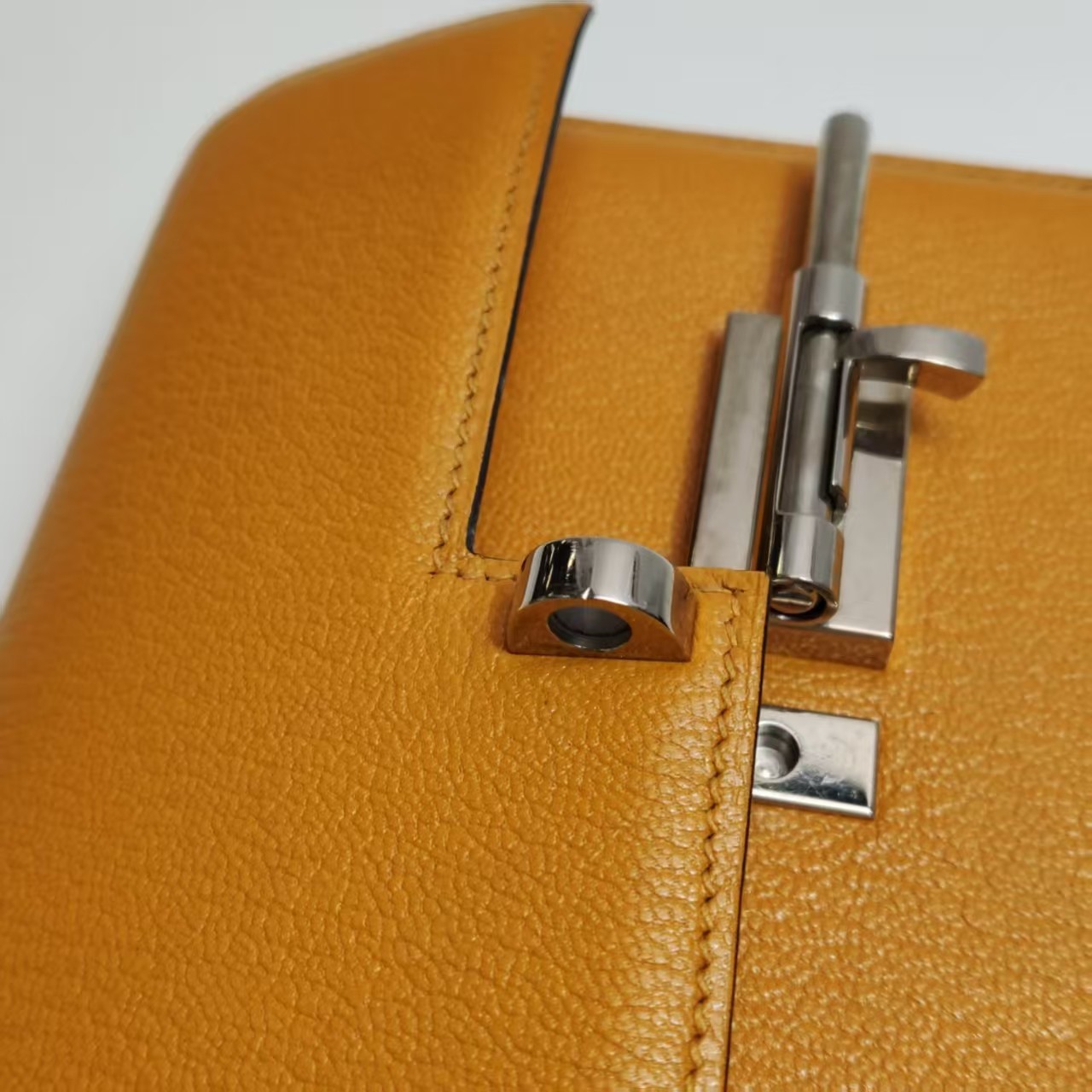 Hermes Verrou Mini 17 Chevre Mysore Soleil 9H Yellow Silver Hardware PHW Auth