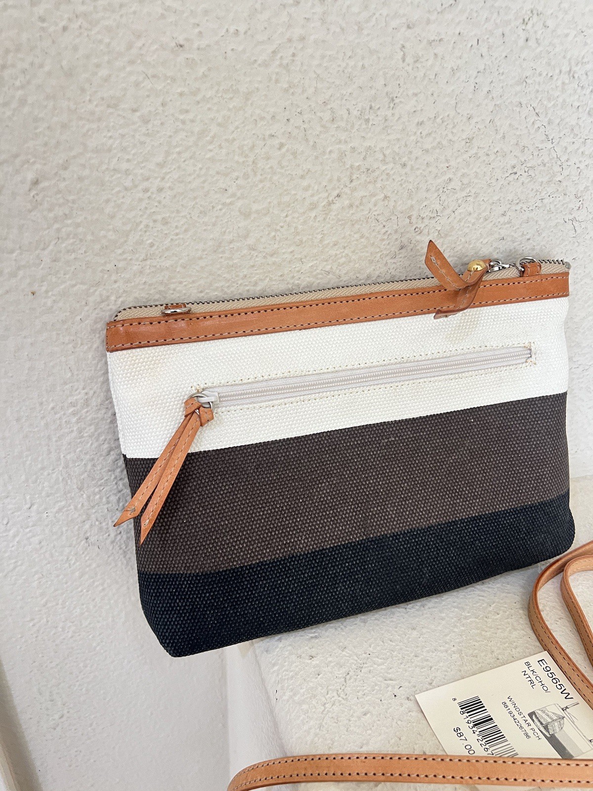 Genuine Brighton Windstar Canvas Cosmetic Bag w/Leather Star Applique E9564W NWT