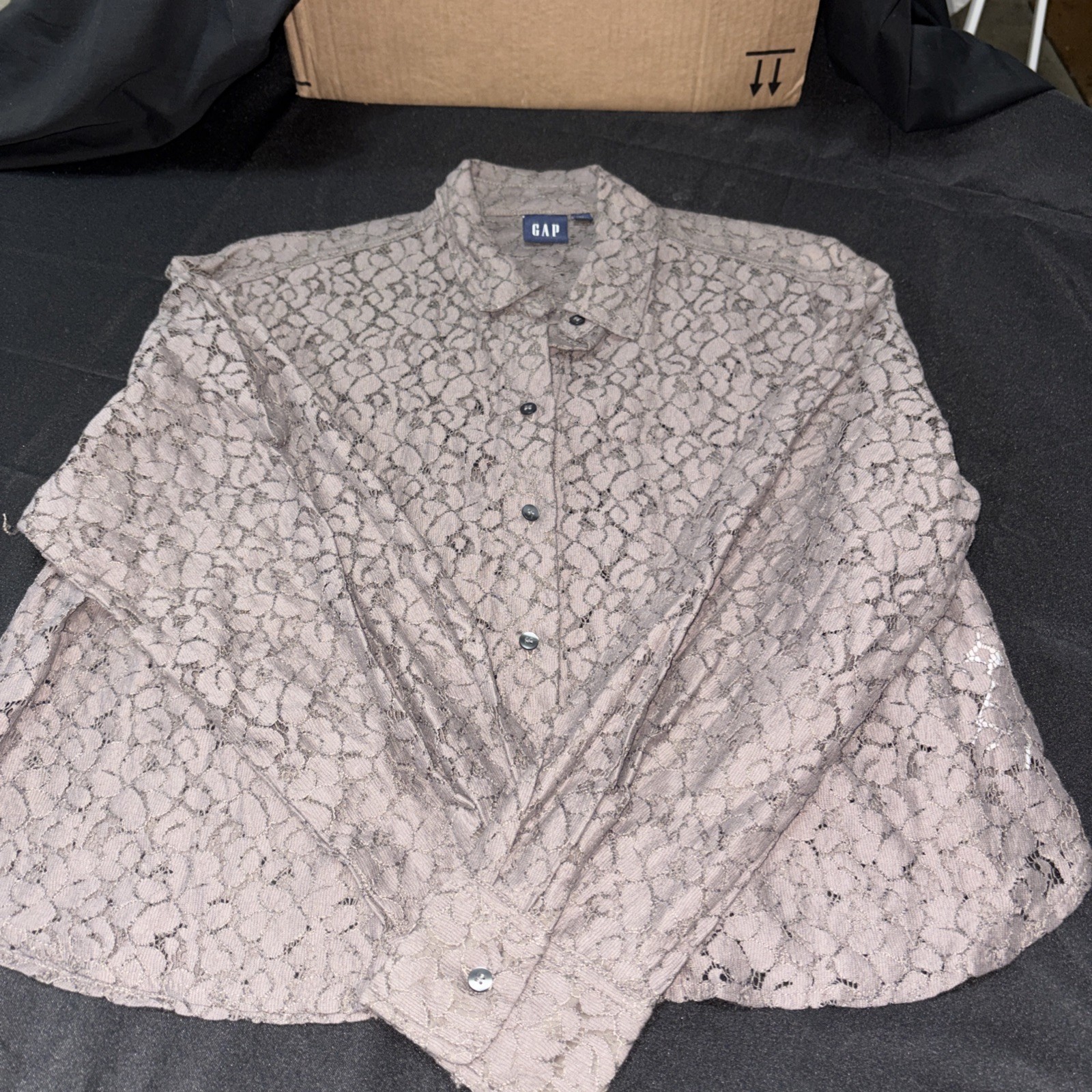 Gap Size Medium Gray Lace Button Up Top