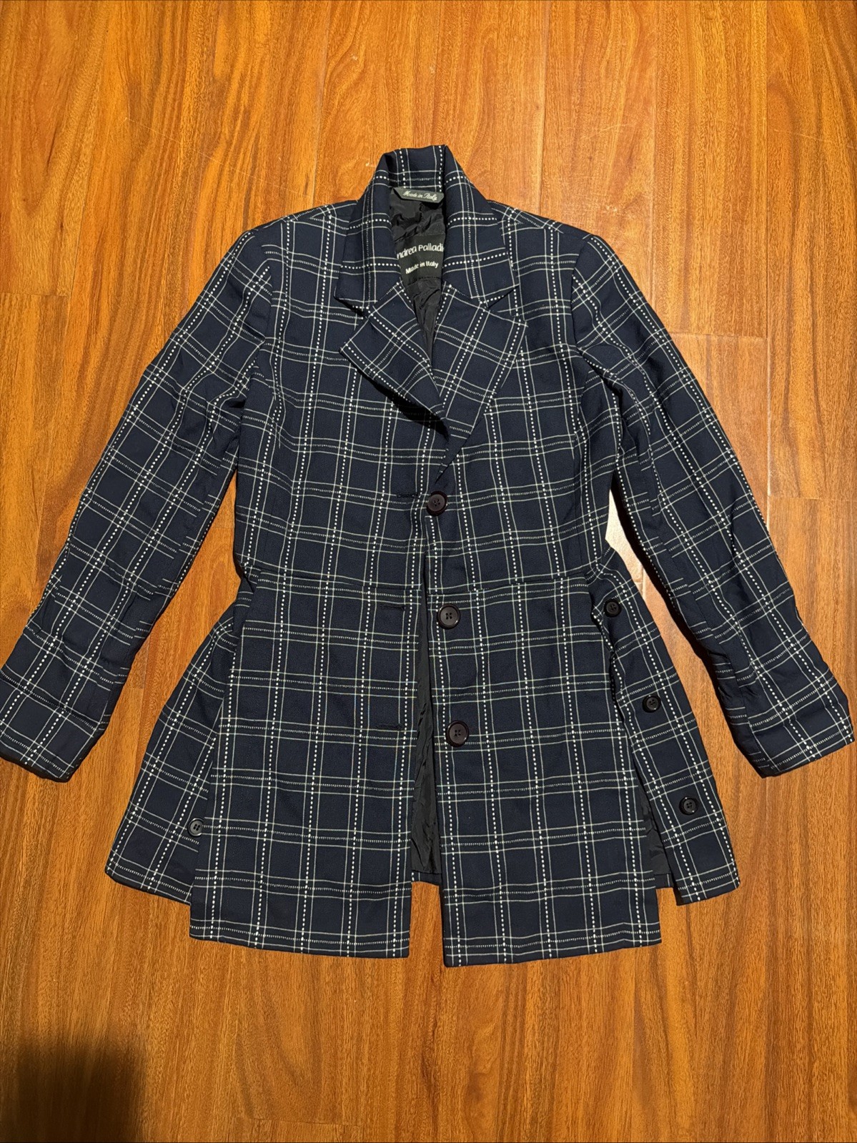Andrea Palladio Plaid Cotton Blazer Made in Italy Size 46–48