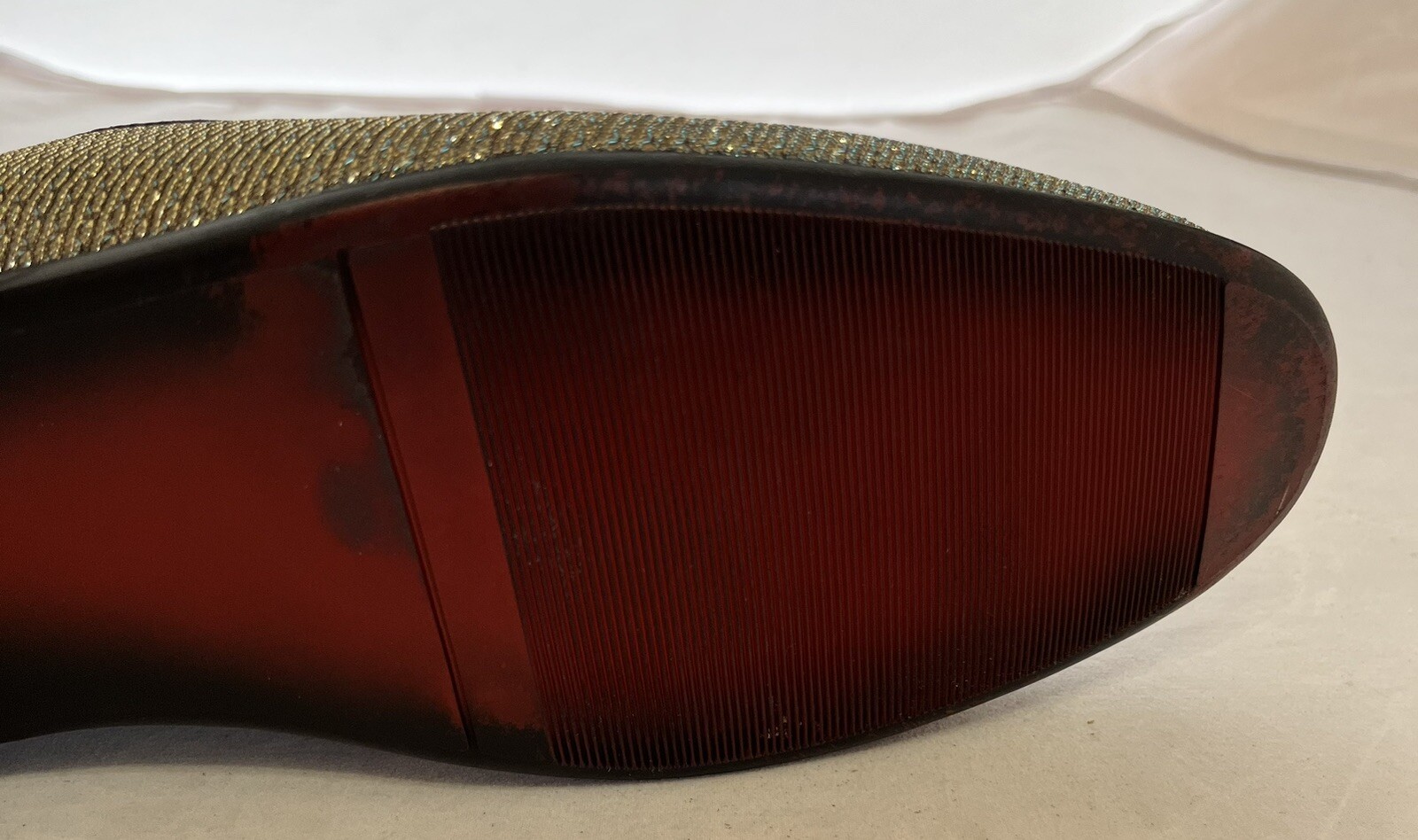 Giorgio Brutini Glitter Tassel Loafers 8.5D Red Sole Metallic Mesh Slip-On