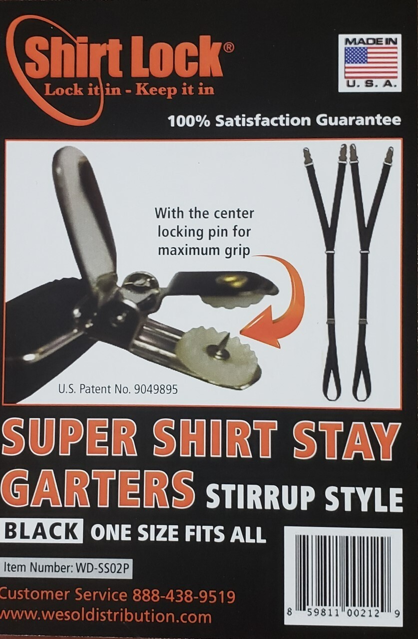 STIRRUP Style Super Shirt Stay Garters with the No Slip Clip
