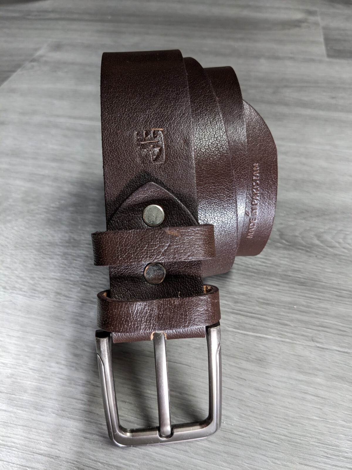 Men’s Heavy-Duty One-Piece Cowhide Leather Belt Black/Brown Work Casual