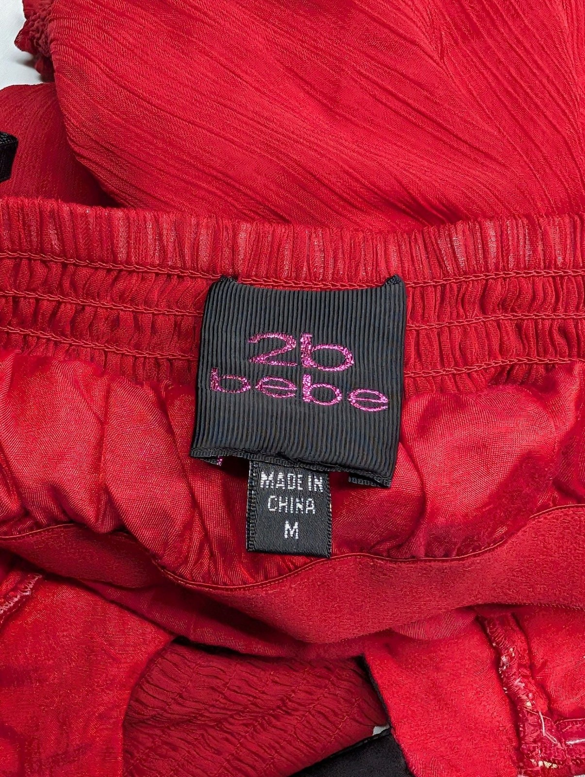 2b bebe Red Smocked Strapless Tube Top