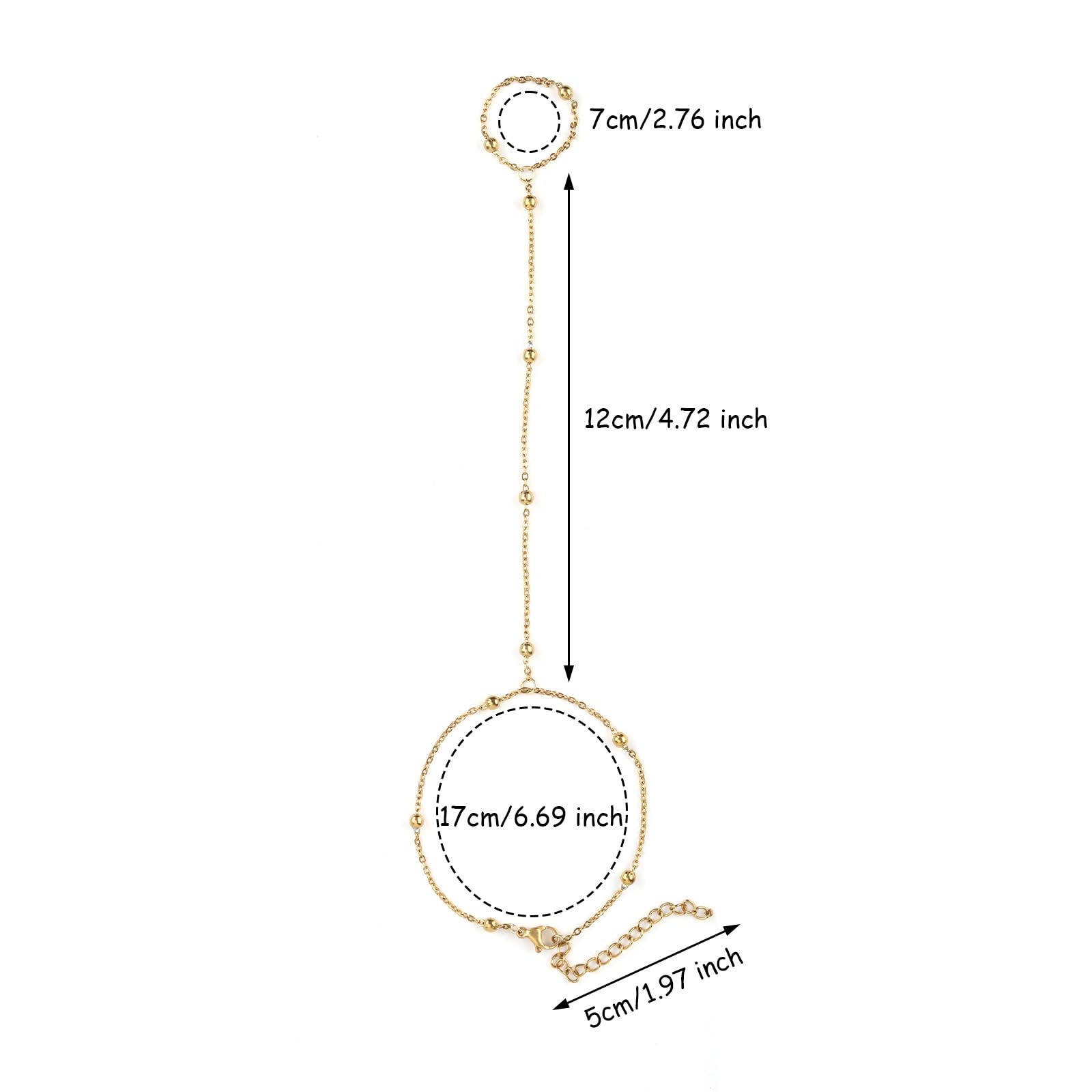 Mikovivi Ring Bracelet Hand Chain, Gold as shown in the picture, gold