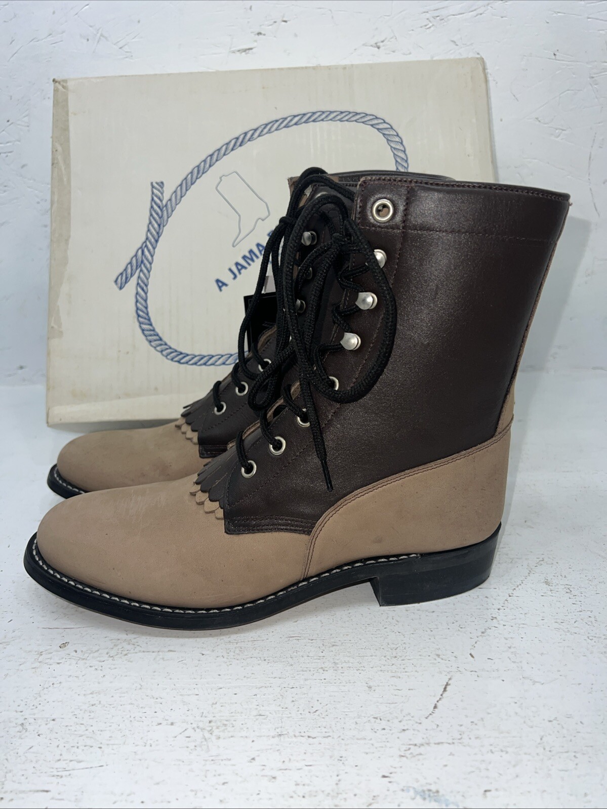 New Women’s Brown A Jama Product Lace Up Cowboy Boots. 6.5 6 1/2 D. 19-87