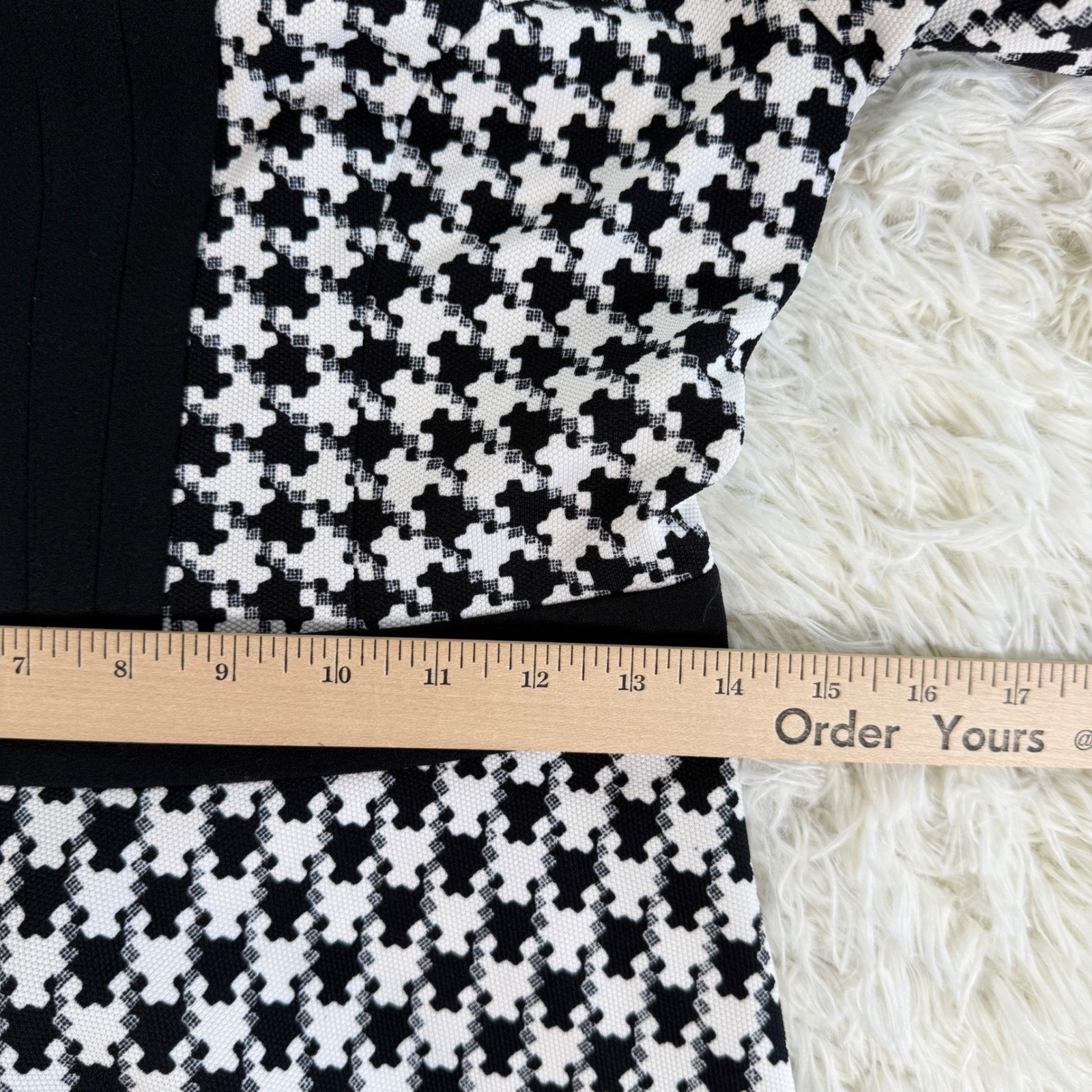 Dan Chau Black White Houndstooth Fit & Flare Mini Dress XS Preppy Classic Dressy