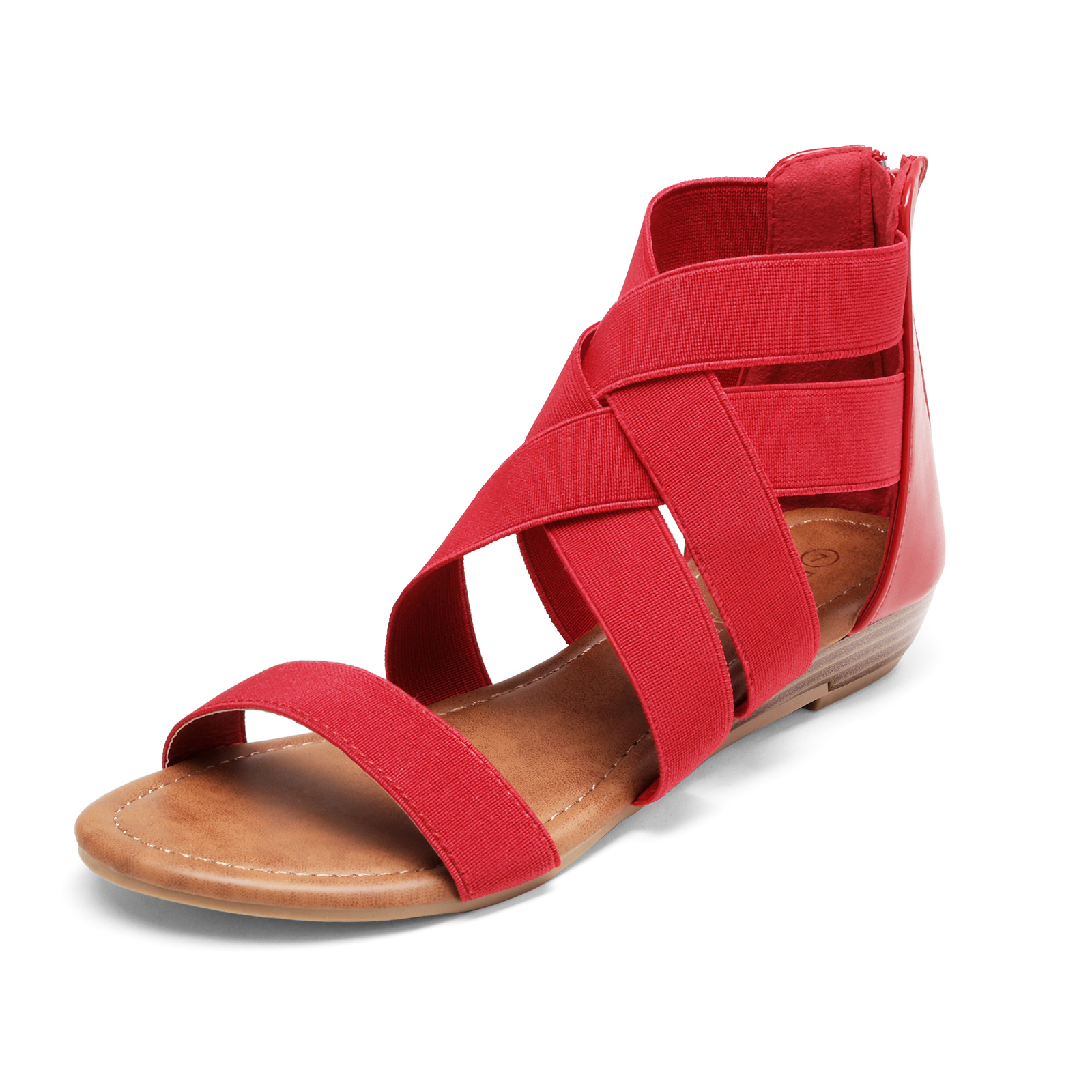 Womens Gladiator Flat Sandals Elastic Cross Ankle Straps Sandals Summer Sandals