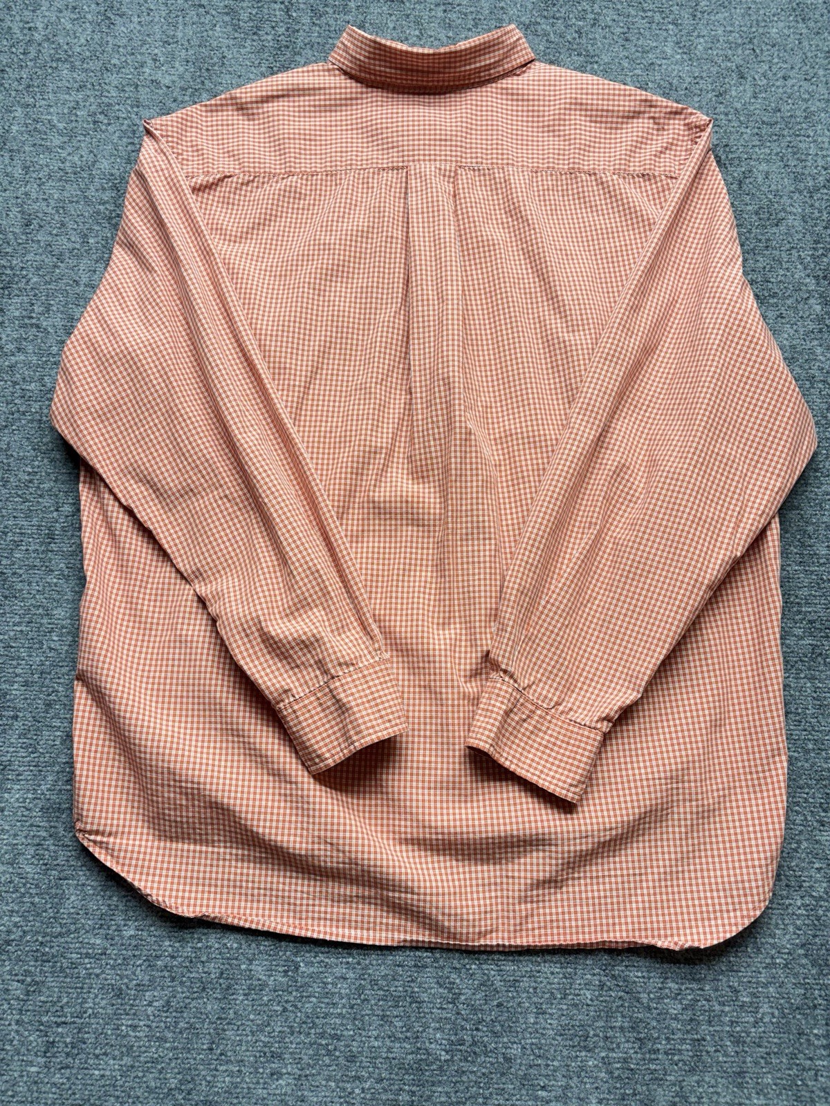 Eddie Bauer Red Orange Gingham Button Down Shirt Long Sleeve Men’s Large