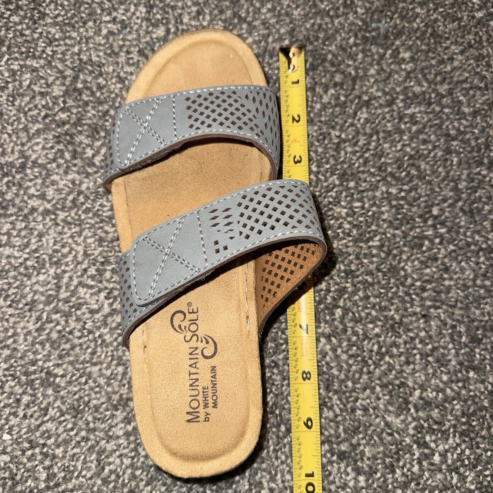 Mountain Sole By White Mountain Women’s Gray Perforated Slide Sandals Comfort