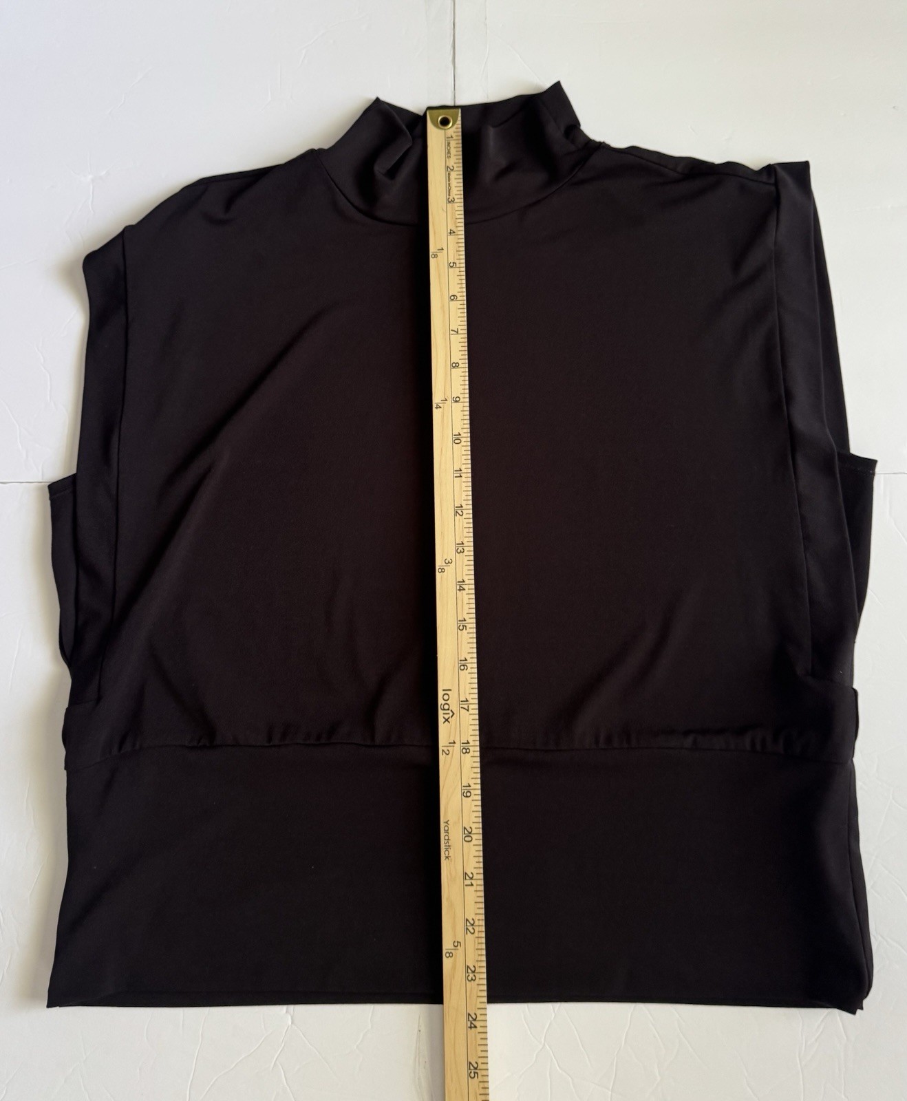 Single Thread XL Black Mock Neck Dolman Top Banded Hem Stretch Sleeveles