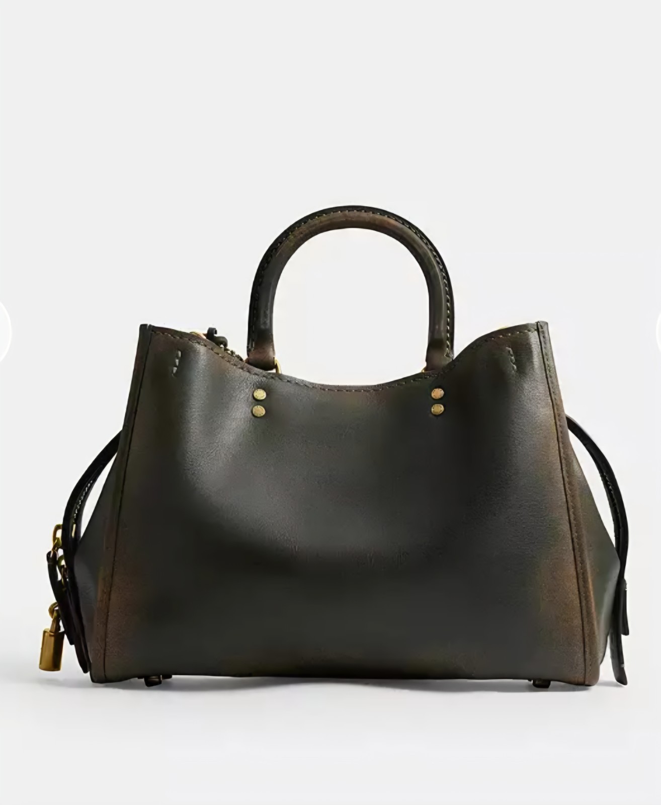 NWT Coach Loved Leather Rogue 31 Bag Brass Green Full Grain Leather CEN42 NEW!