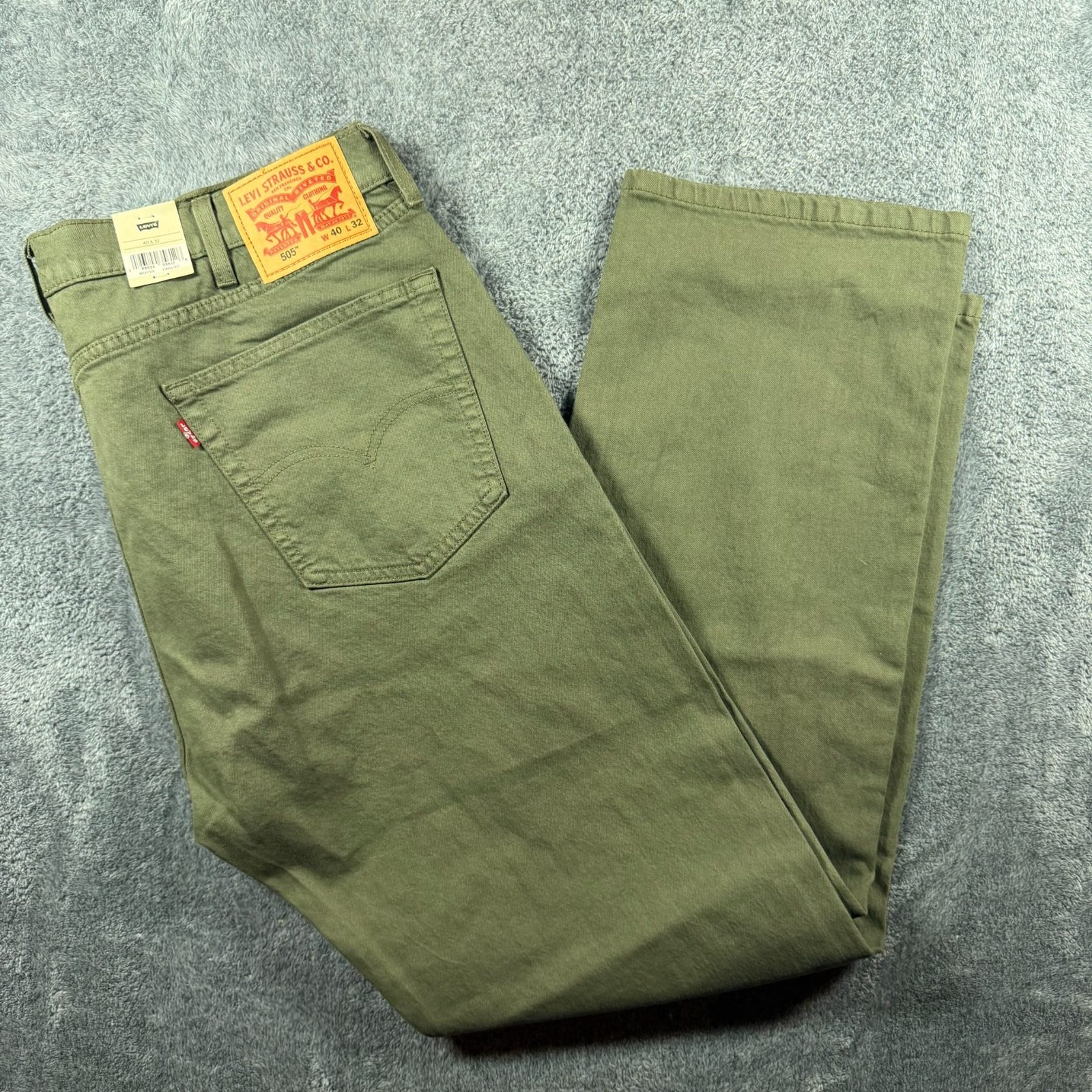 Levis 505 Jeans Mens 40×32 Green Regular Fit Stretch Denim NWT