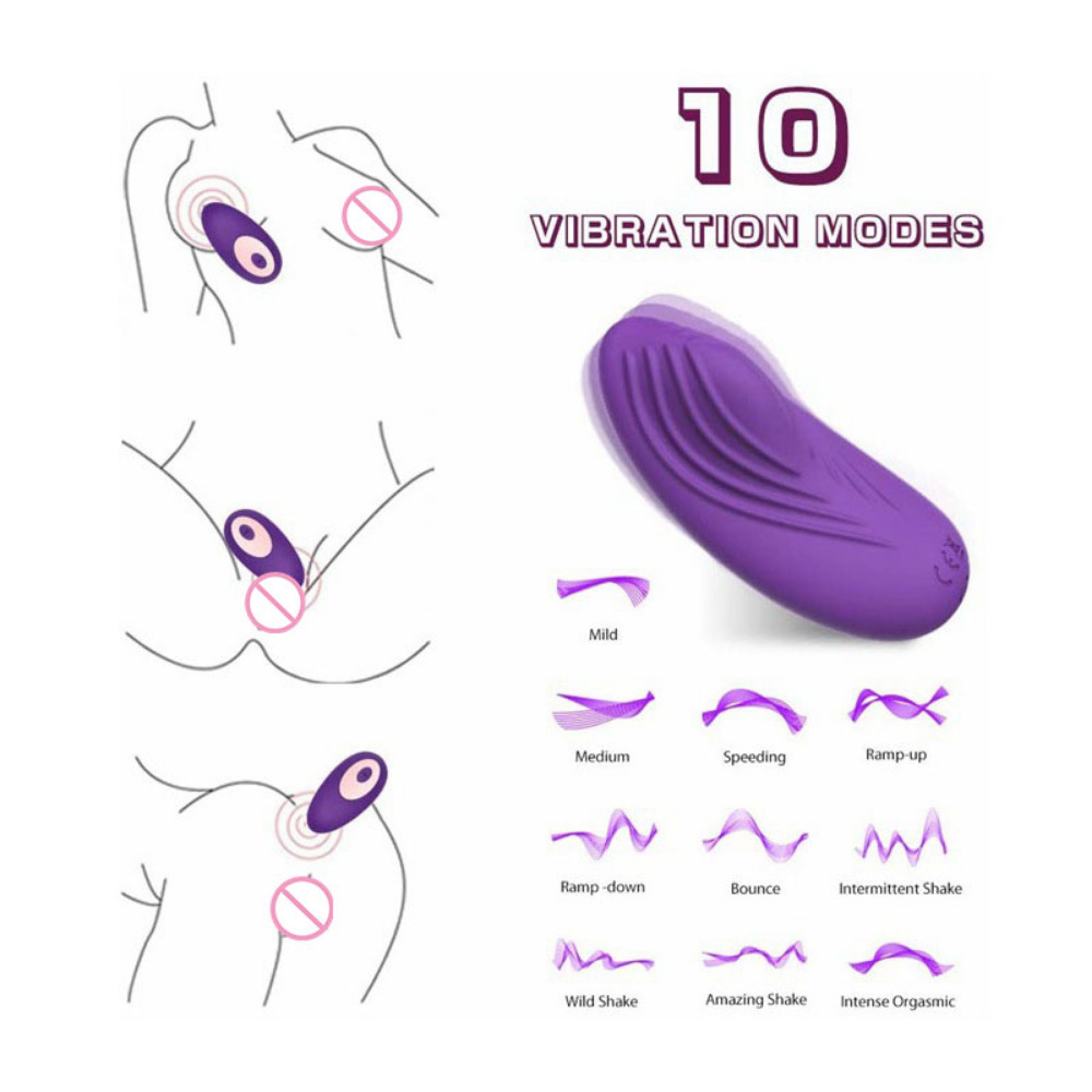 10 Function Vibrating Panties Purple/Black Remote Control Underwear for Female