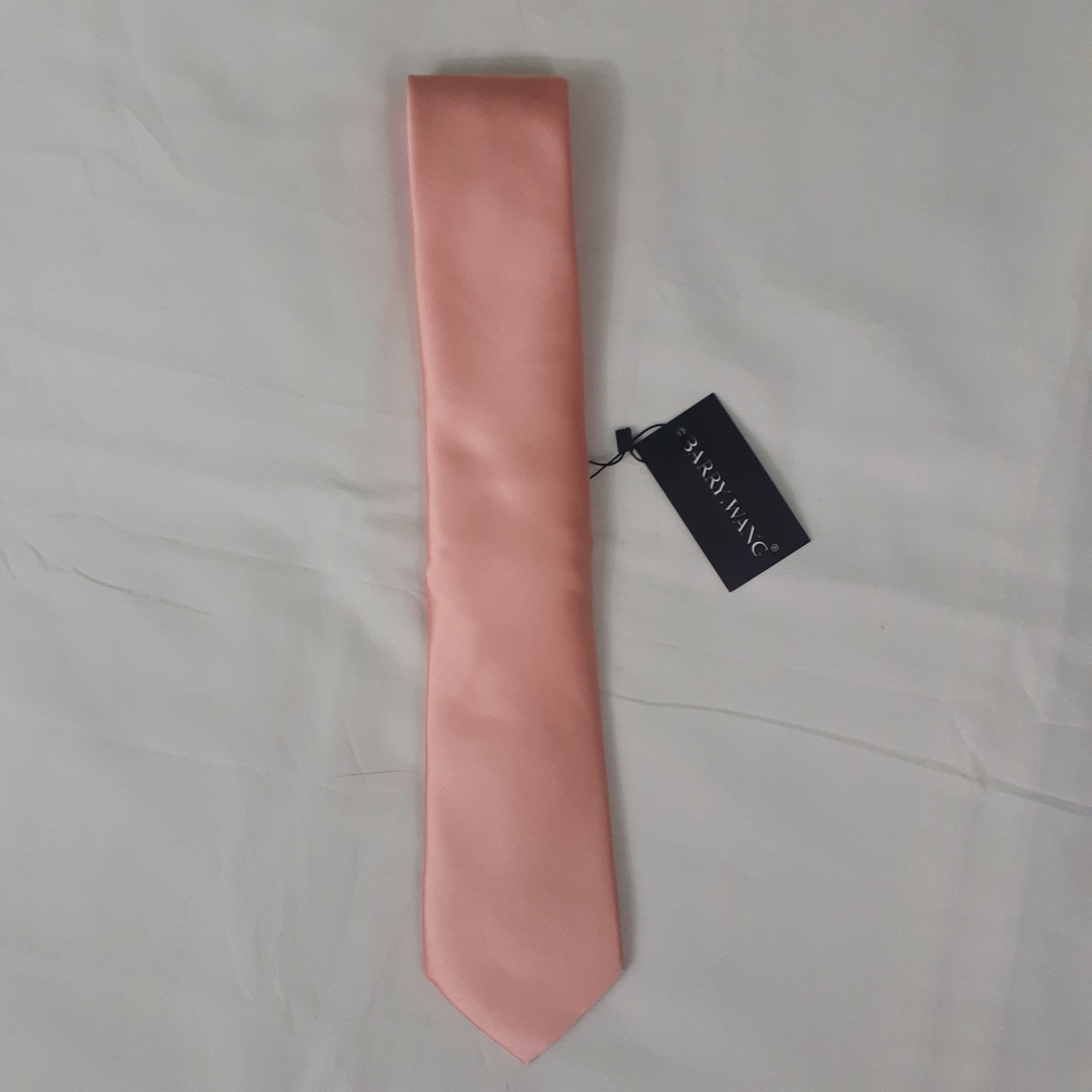 Barry Wang 100% Silk Mens Tie Pink Hand Tailored Italy Classic New Tags Necktie
