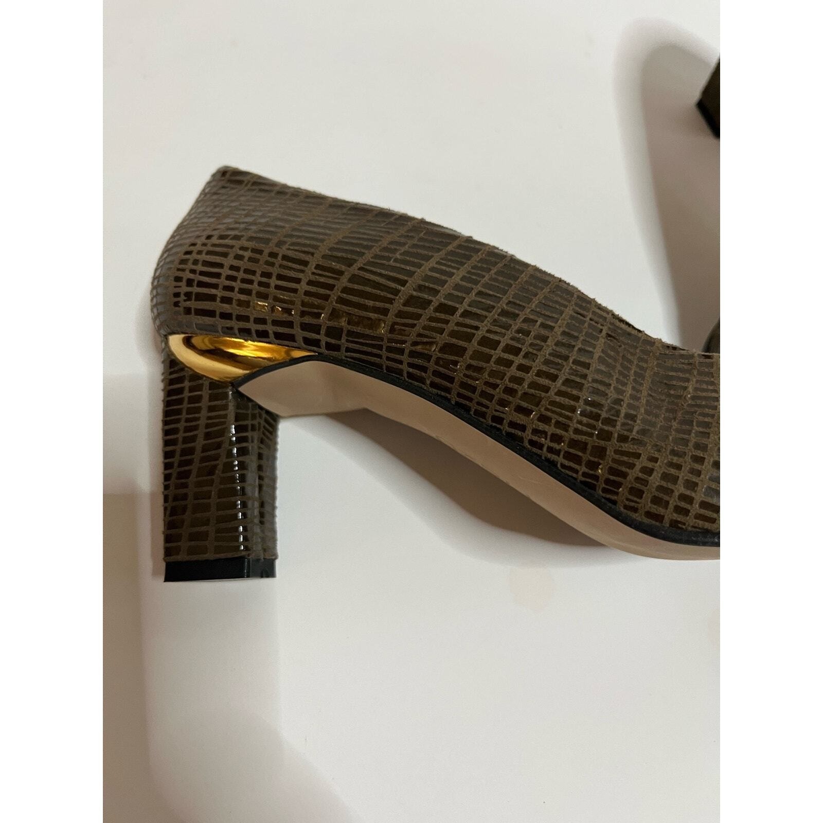 Vintage Proxy Made In Spain Leather snake embossed 2 1/2″ block heels 7 1/2 NEW