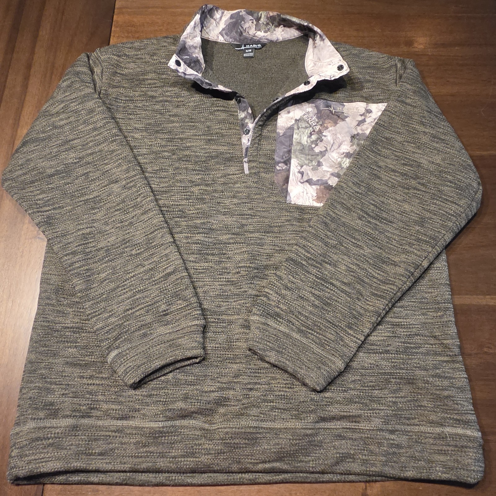Habit Men’s Snap Front Fleece Pullover Scent-Factor Mossy Oak Camo Green XL