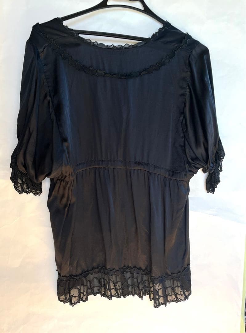 Tsumori Chisato Silk Cat Embroidery Blouse Black Size 2 Used