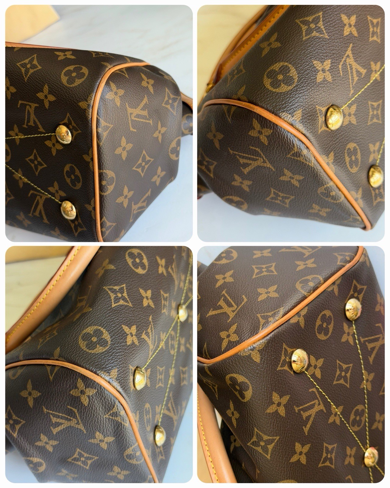 Authentic Louis Vuitton Tivoli PM Monogram Leather & Canvas Handbag Purse Tote