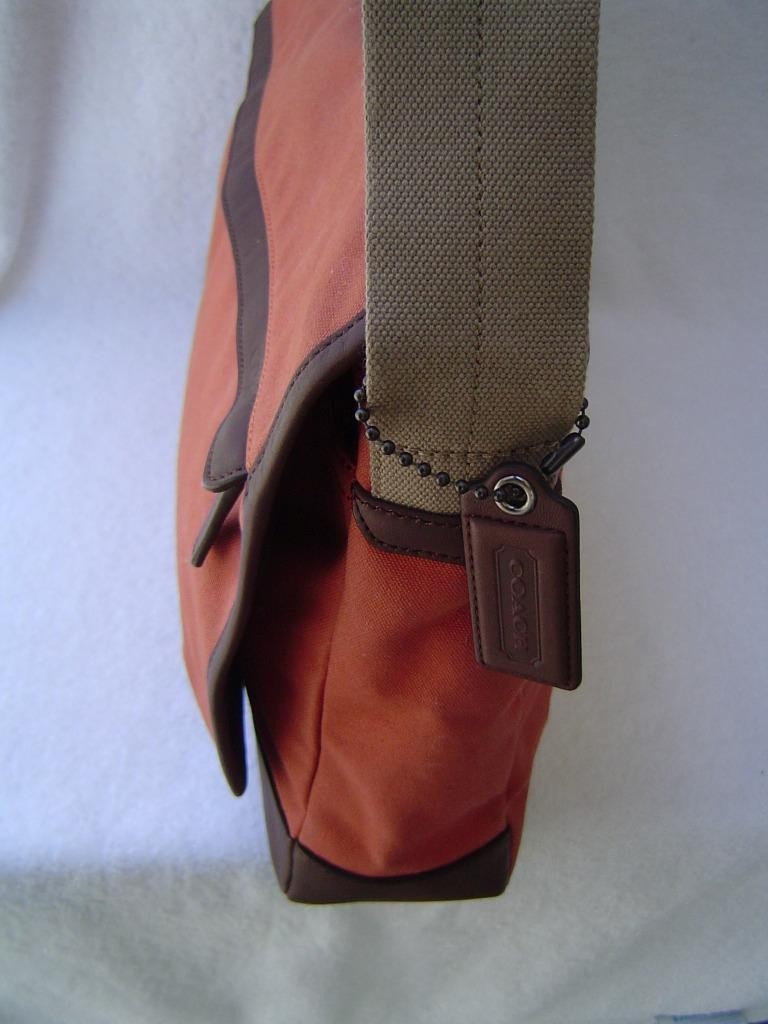 AUTHENTIC COACH MENS CAMDEN ORANGE CANVAS LARGE MESSENGER BAG #70829 VGC