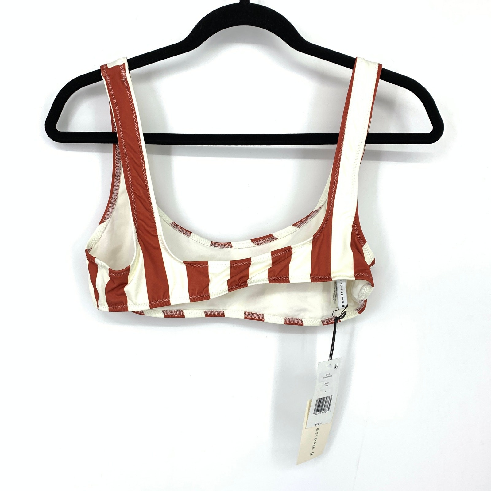 Solid & Striped Women’s Size L The Ellie Bikini Top Riad Cream Rust Stripe NEW