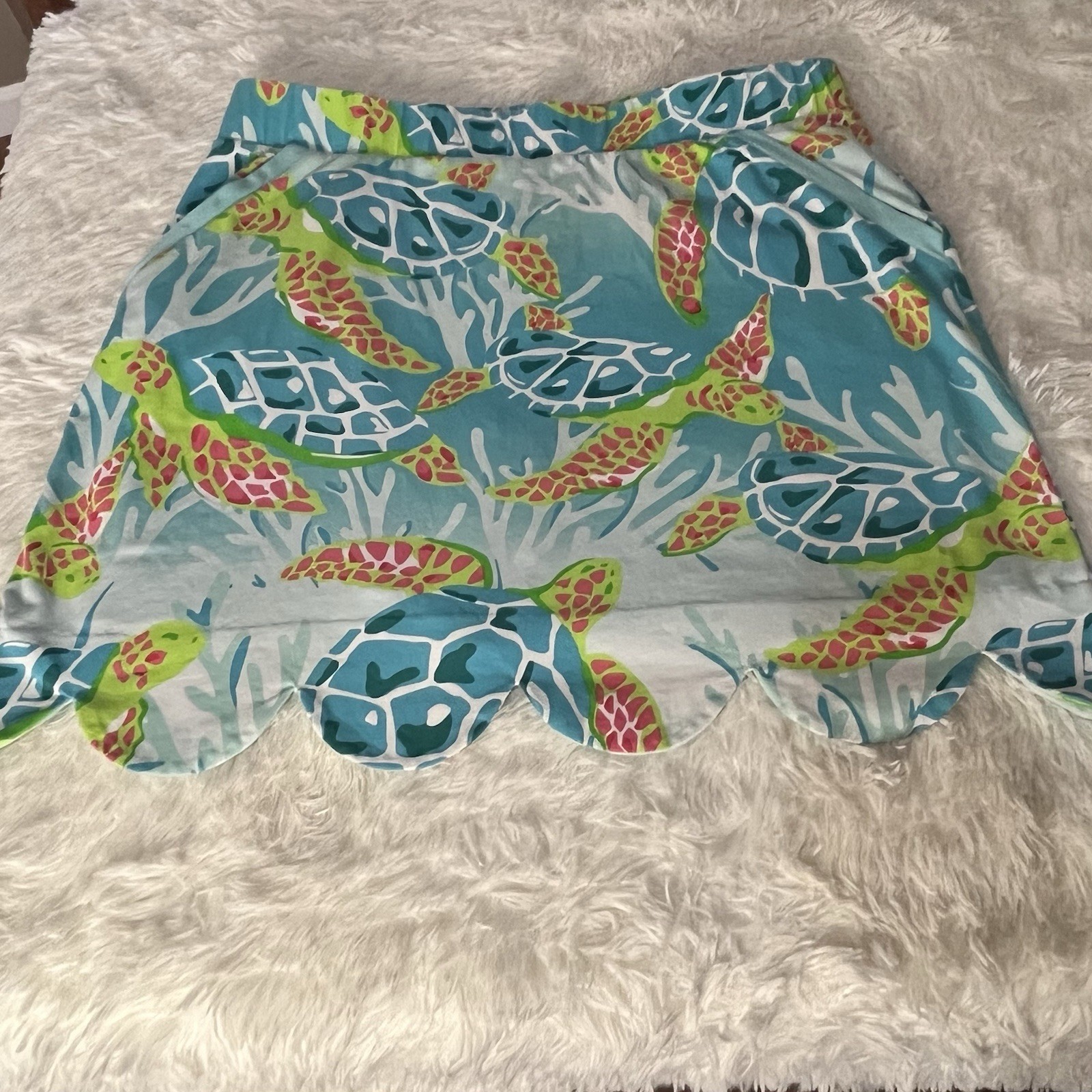ANA CLARE Womens Tropical L Skort Golf Tennis Activewear Blue Pink Green Turtles