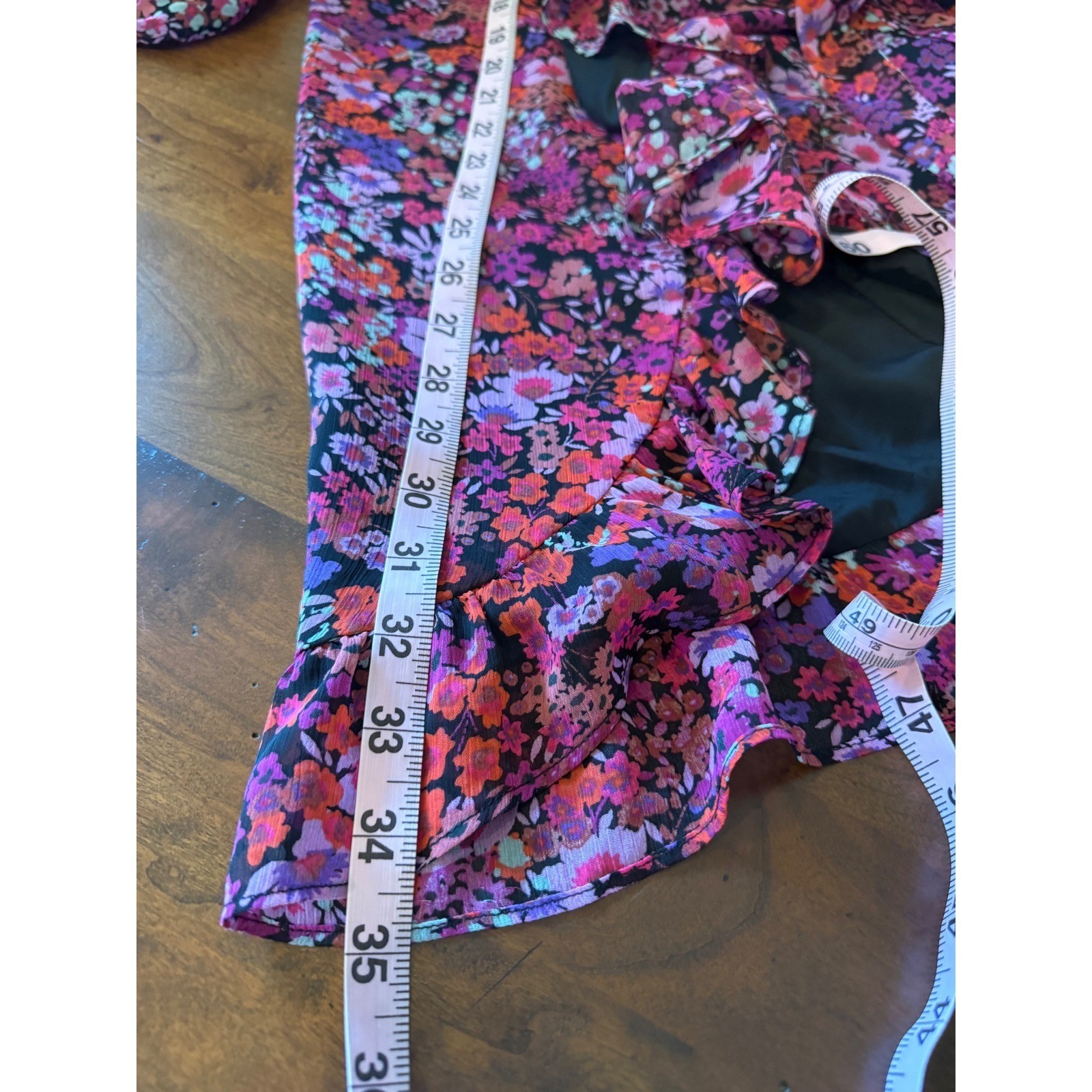 Sugarlips Pink Purple Floral Wrap Mini Dress Long Sleeve Ruffle STD13021A size M