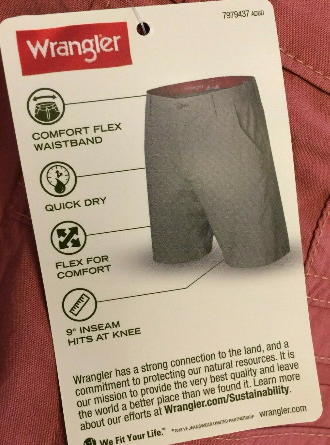 NWT Wrangler Men’s Shorts Flex Waistband & Fabric 5 Pocket Straight 9″ Outdoor