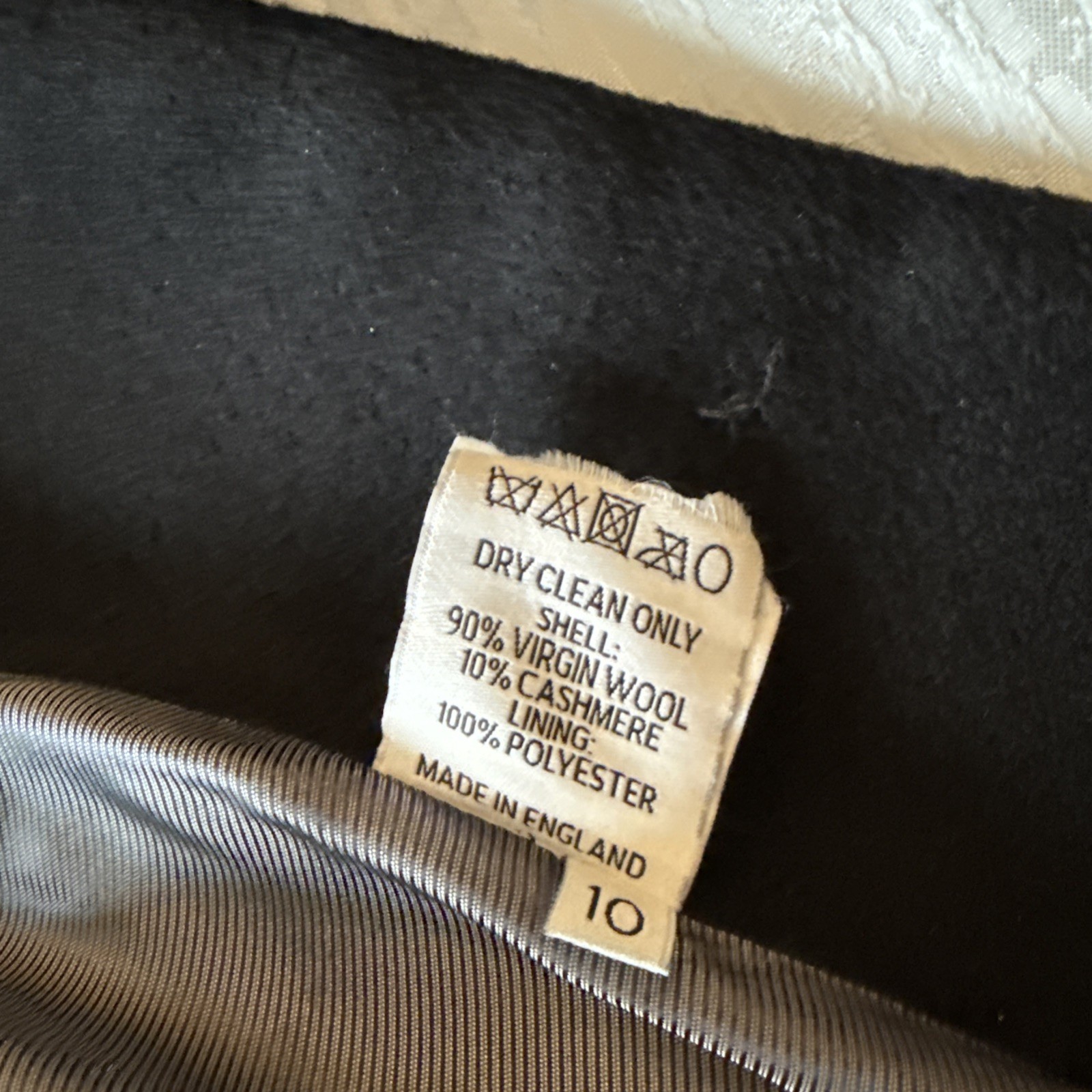 Black Coat, Sz 10, Made In England,90%virgin Wool,10shmere