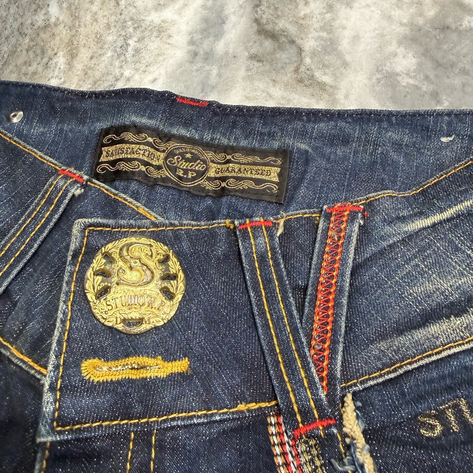 Studio R.P Flare Denim Pants y2k RED PEPPER Size 27 Vintage Rare