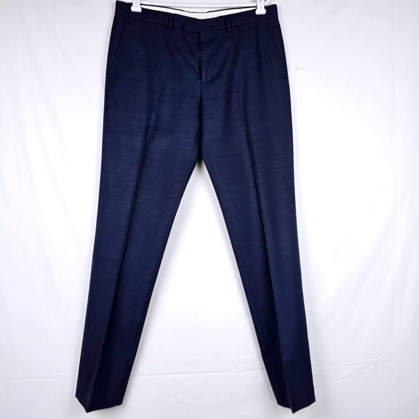 J.Crew Bowery Slim Fit Navy Blue 100% Wool Dress Pants Mens 34×34