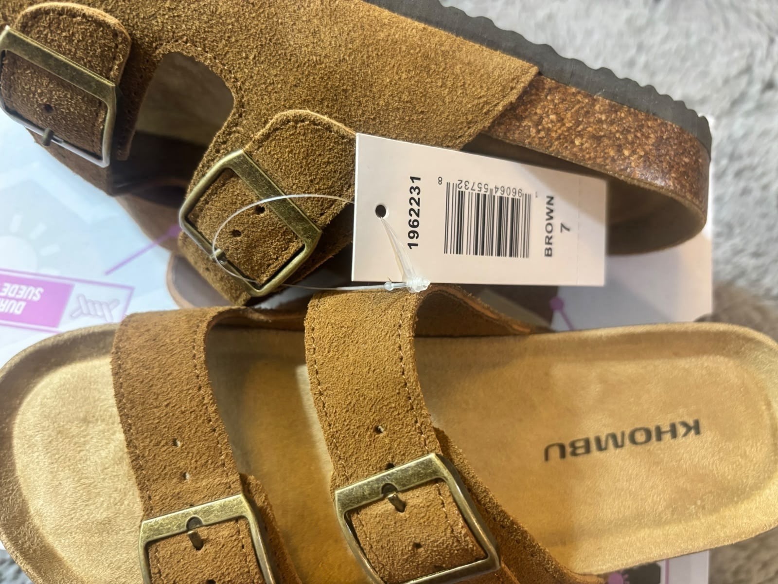 Khombu Womens Cork Footbed Buckle Slide Sandals Brown Size 7 NWT