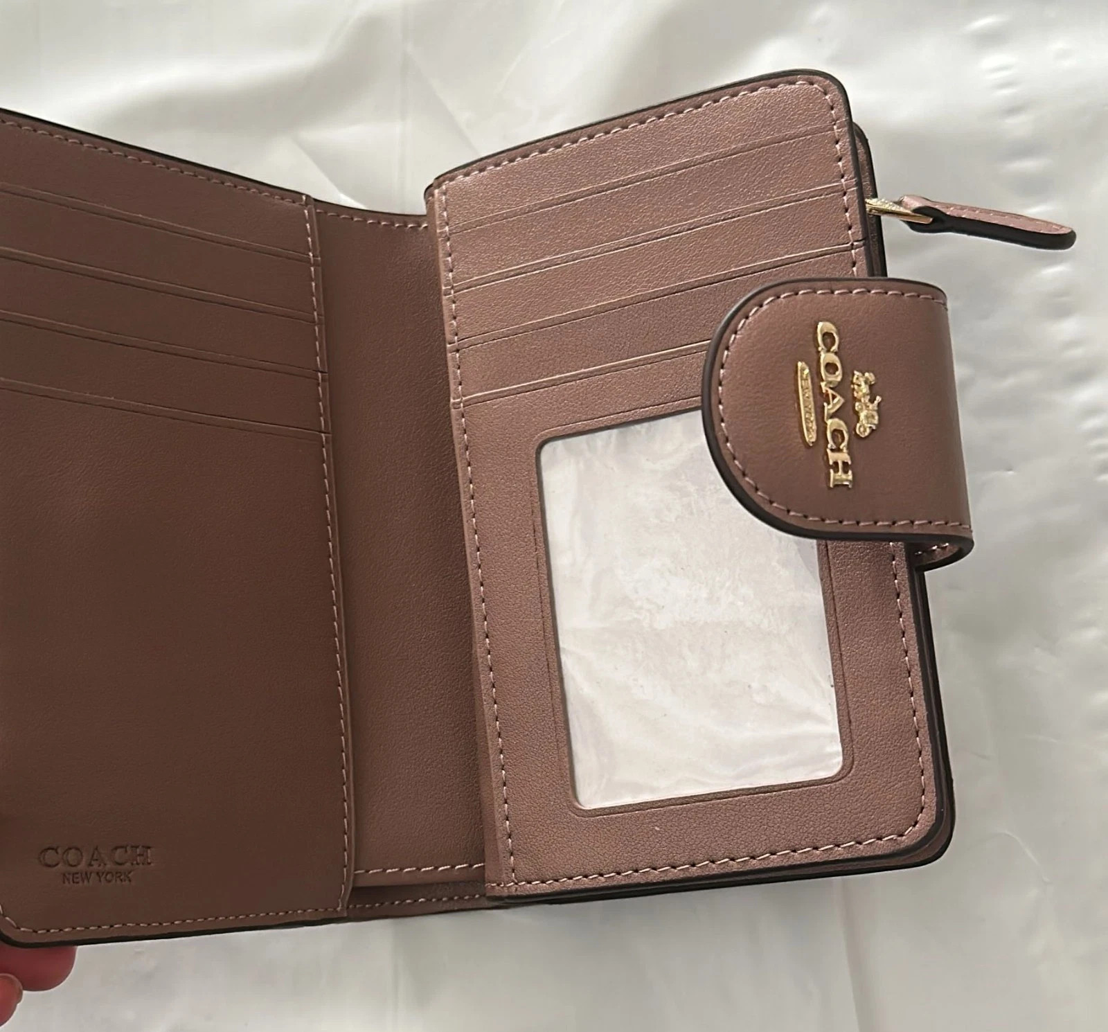 NEW COACH CEC32 Medium Corner Zip Wallet Signature Jacquard w Floral Embroidery