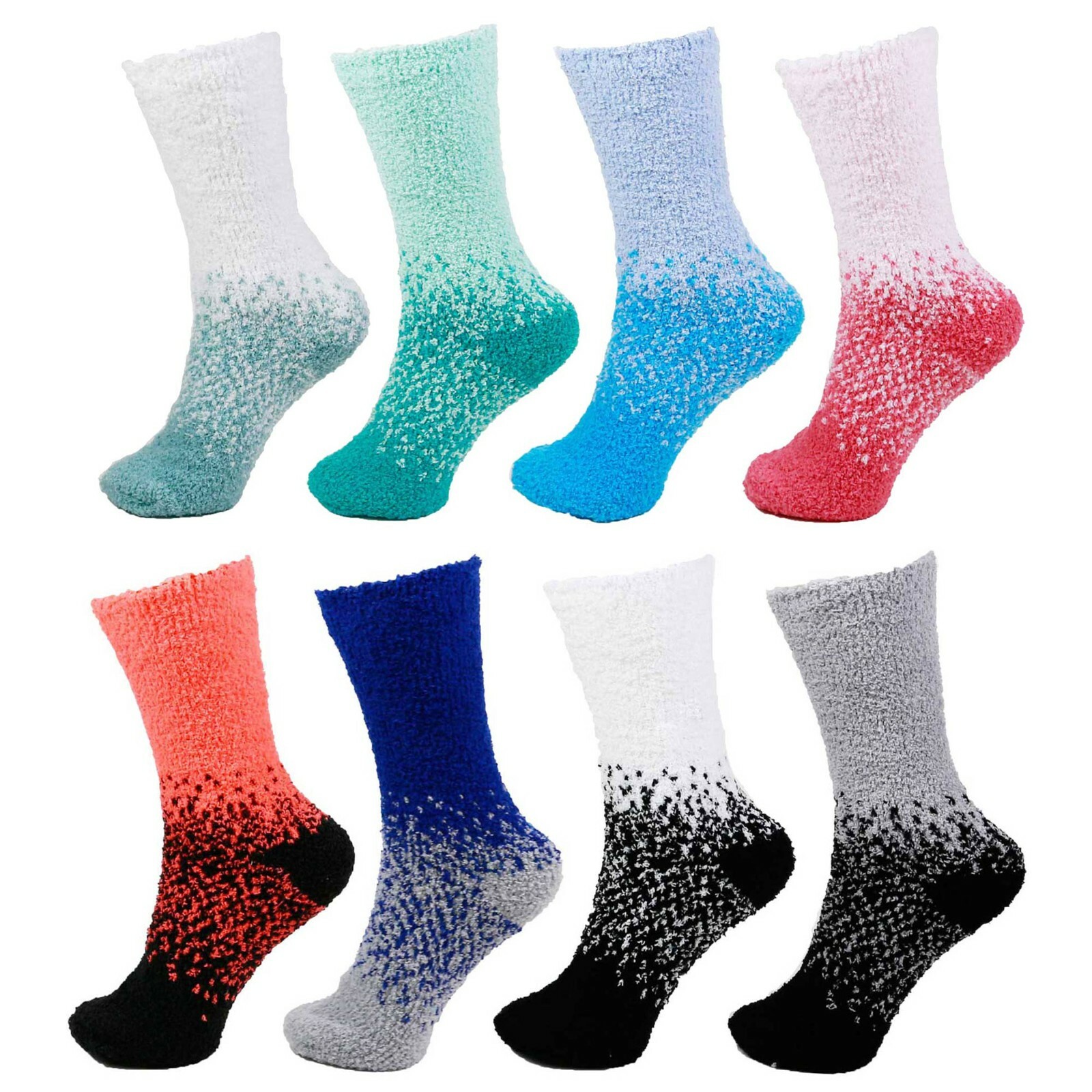 Women’s Super Soft Cozy Warm Fuzzy Gradient Socks – 8 Pair Value Pack Assortment