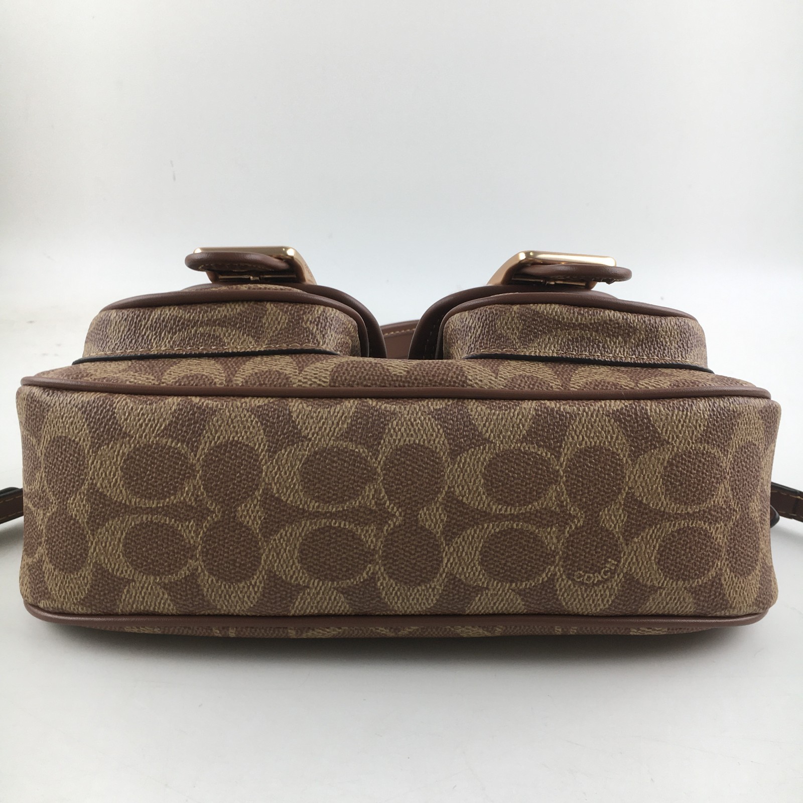 COACH Ashton Baguette Bag In Signature Canvas Tan/Natural CY658 Outlet NEW