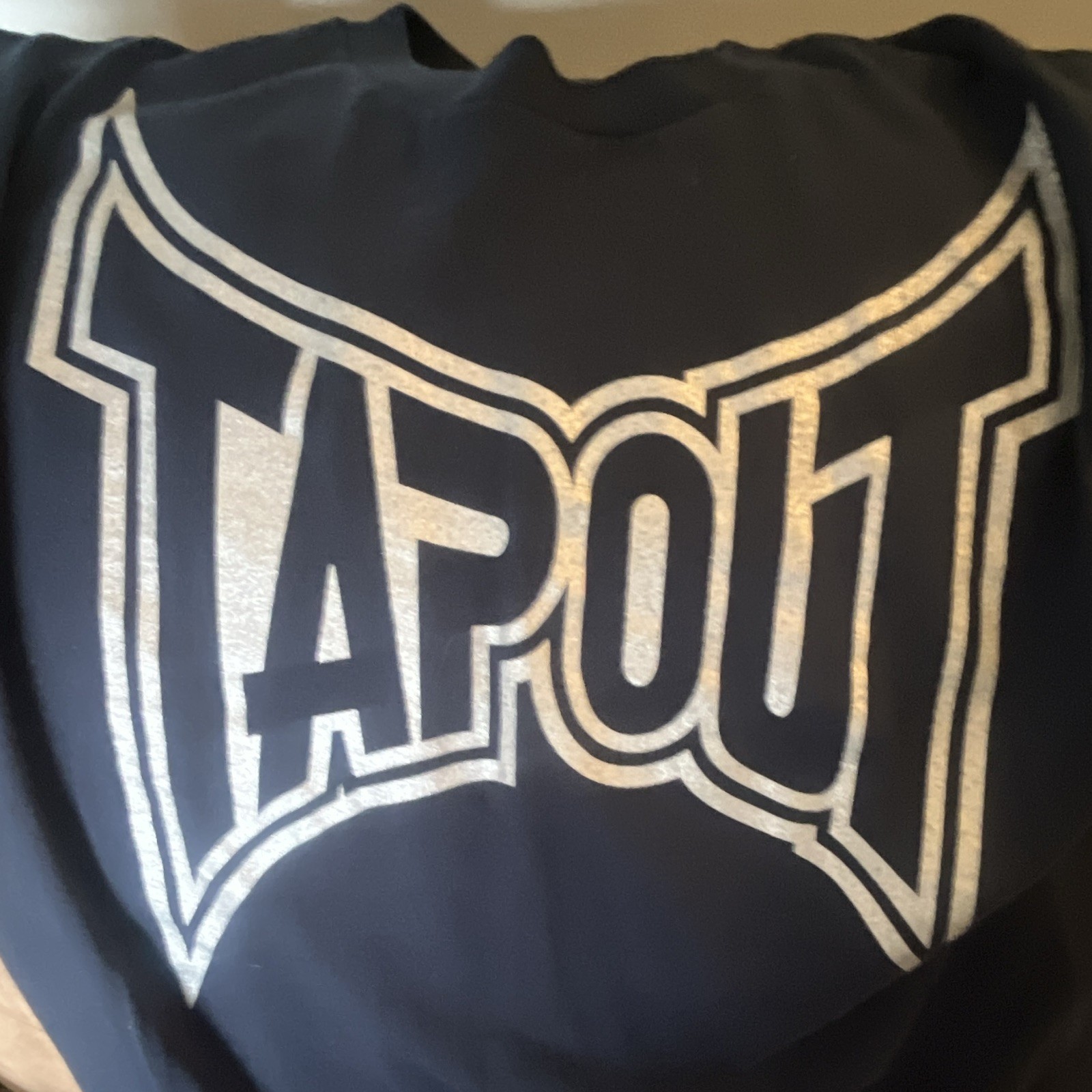 Tapout Men’s Black Logo Graphic Print Crew Neck Cotton T-Shirt Size L