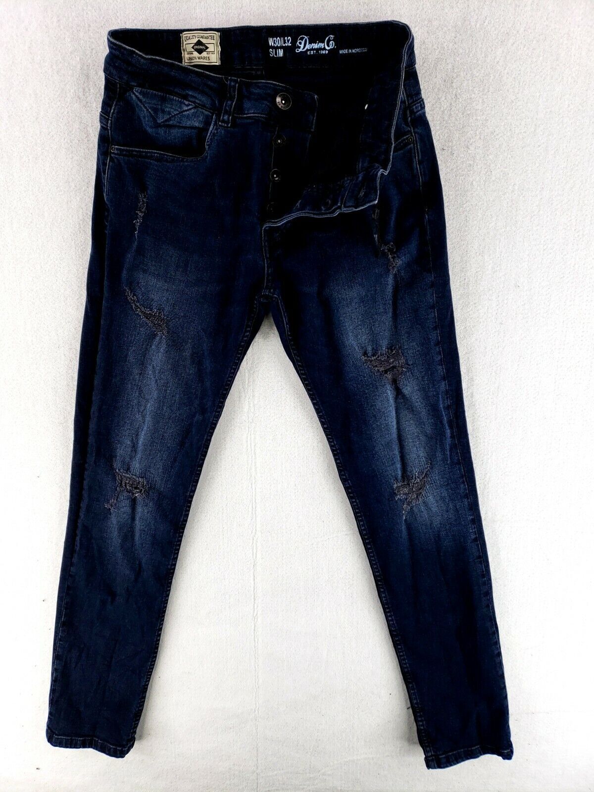 Denim Co. 30×32 Slim Fit Jeans Stretch Denim Dark Wash Button Fly Skinny Modern