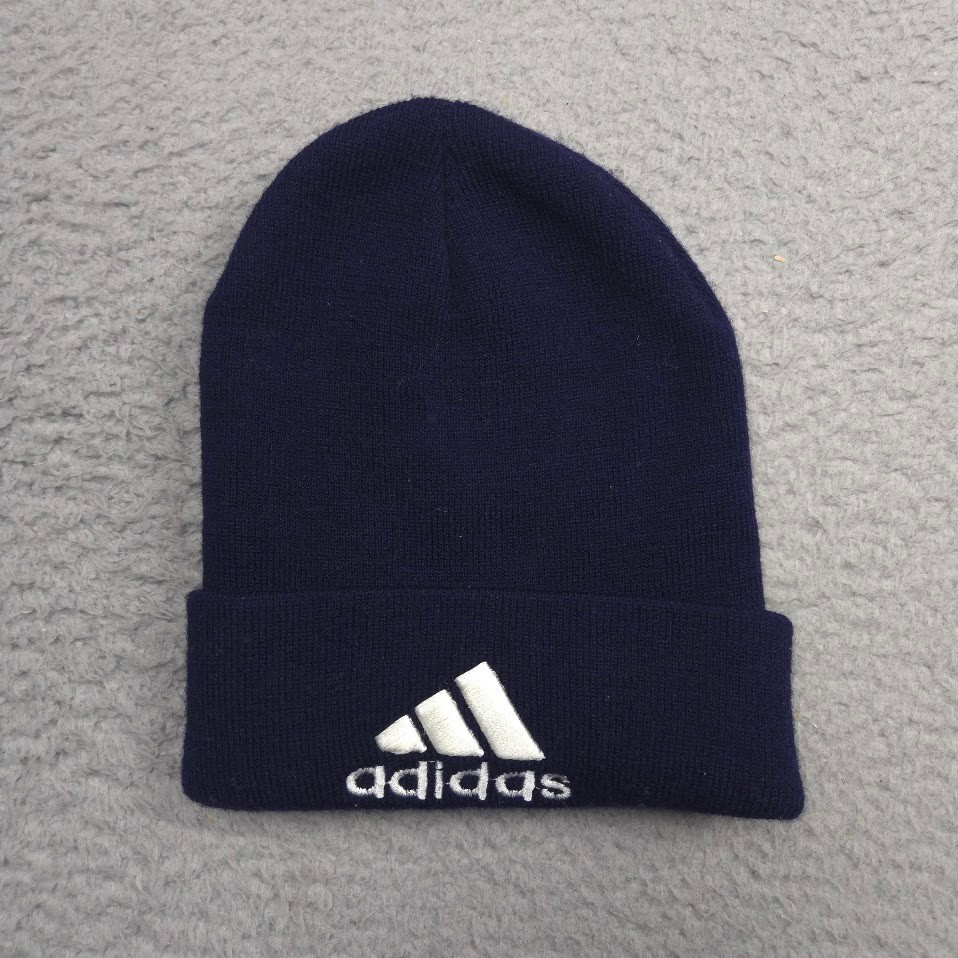 Gelante Adidas Logo Embroidered Navy Cuffed Knit Beanie Hat Acrylic OSFA