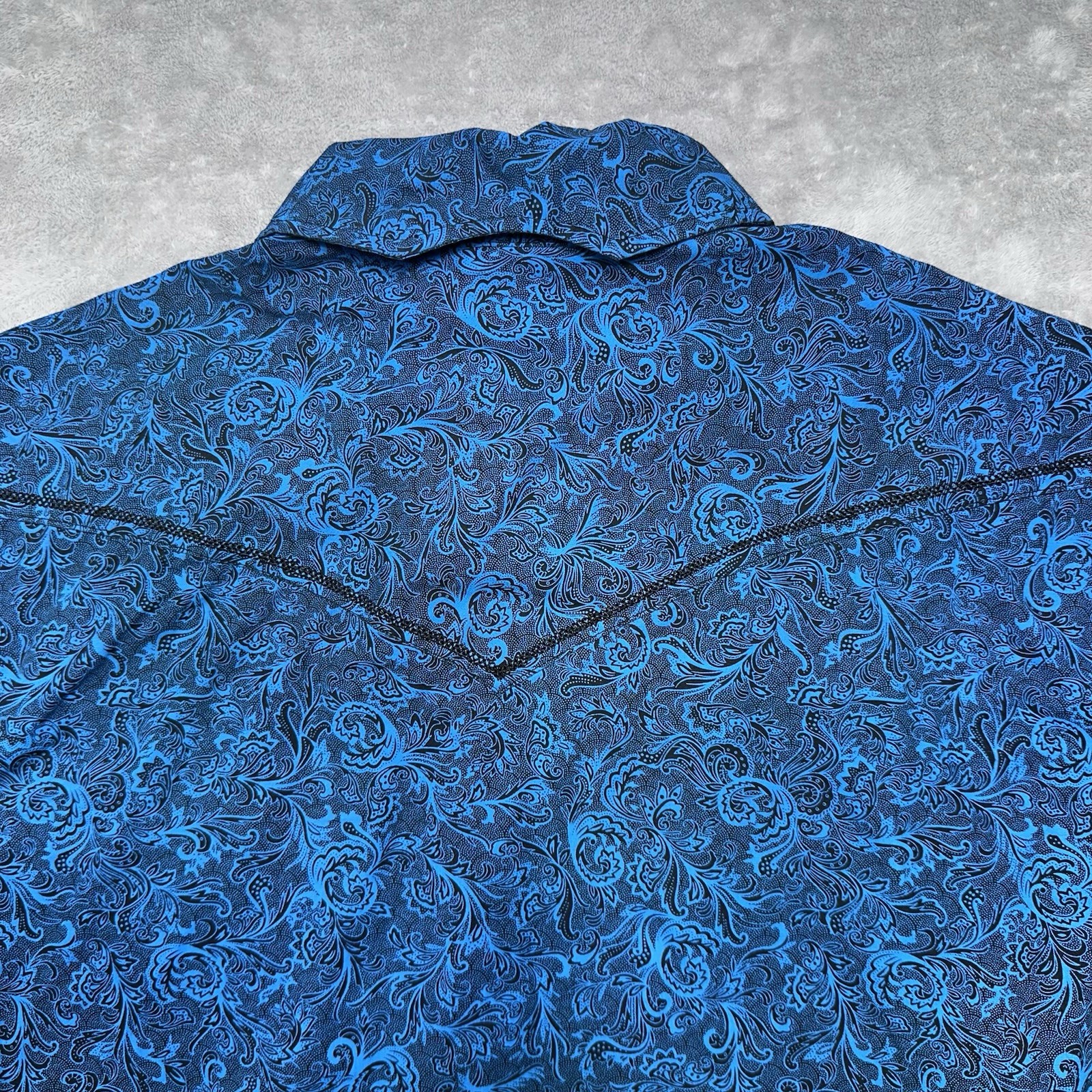 Moon Shine Spirit Satanta Paisley Western Snap Shirt Teal Blue/Black Size Large