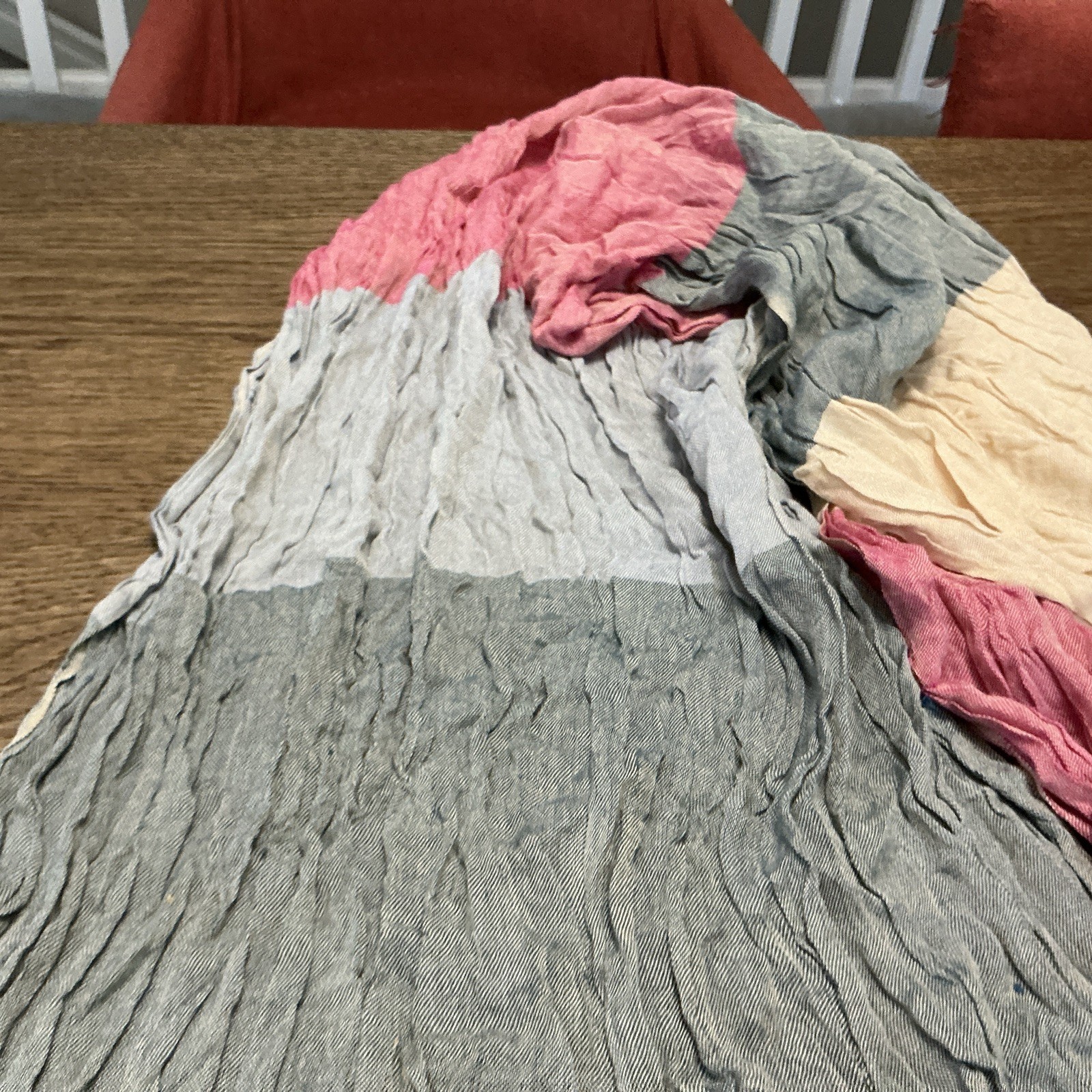Pink, Green, Tan Scarf – Wrap – Casual – Boho – 64 Inches