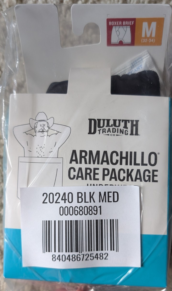 Duluth Trading Armachillo Care Package Boxer Brief Mens Size M (32-34) Black