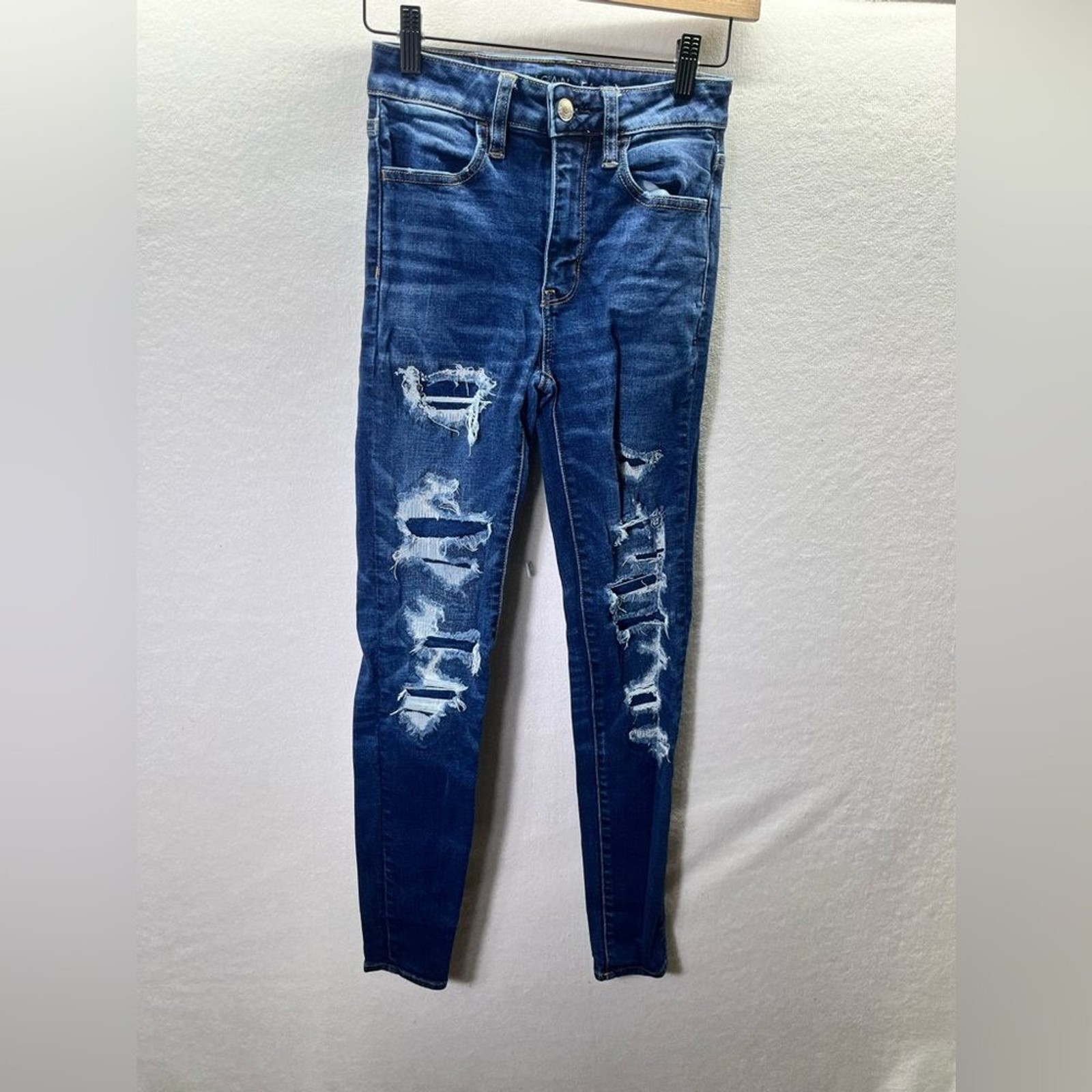 American Eagle Super Hi-Rise Jegging Jeans Womens 00 Super Stretch Denim 2199