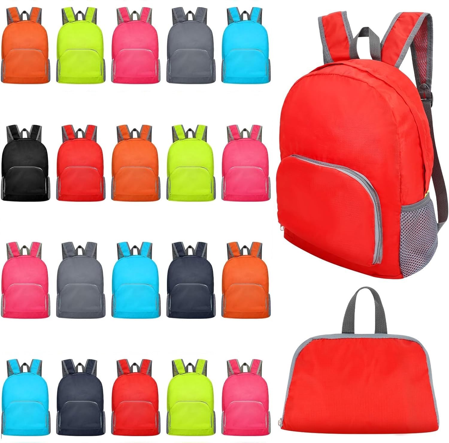 24 Pcs 17 Inch Backpack in Bulk Foldable Classic Back Packs Colorful Book Bag…