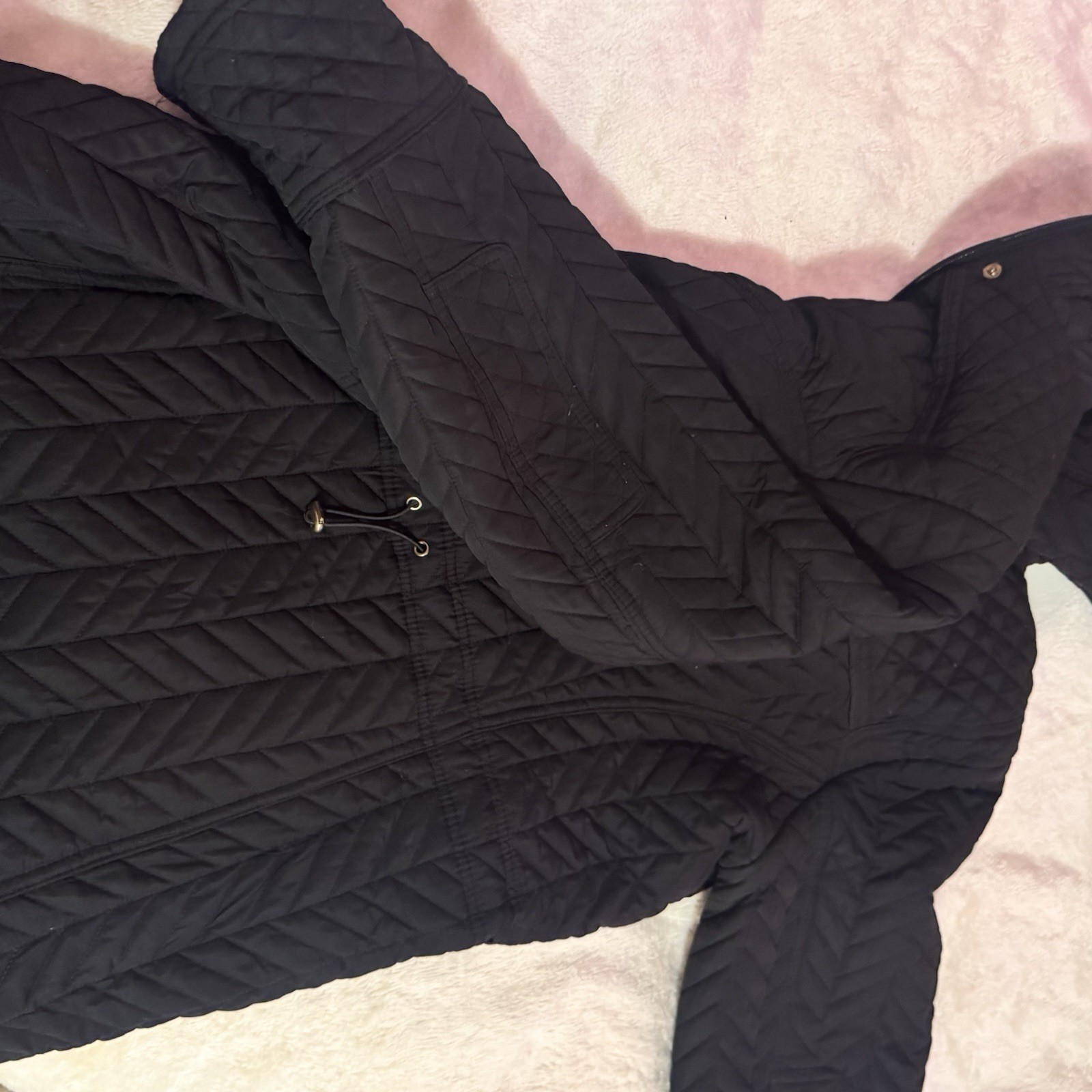Weatherproof Women’s Black Hooded Quilted Lined Zip/Snap Jacket Size L
